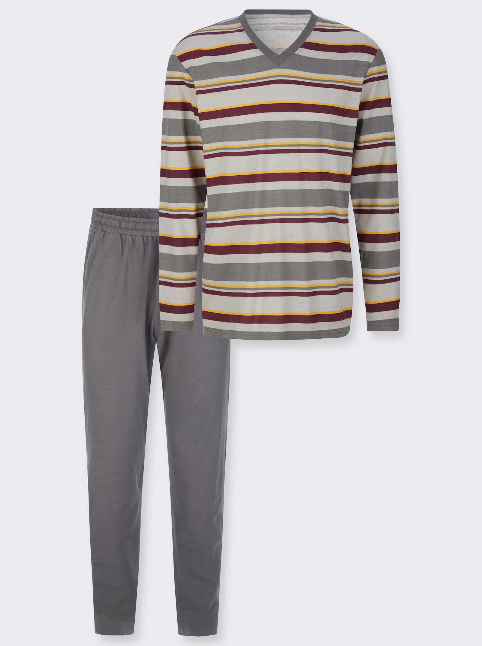 Pyjamas med randmönster - antracit-ljusgrå-randig