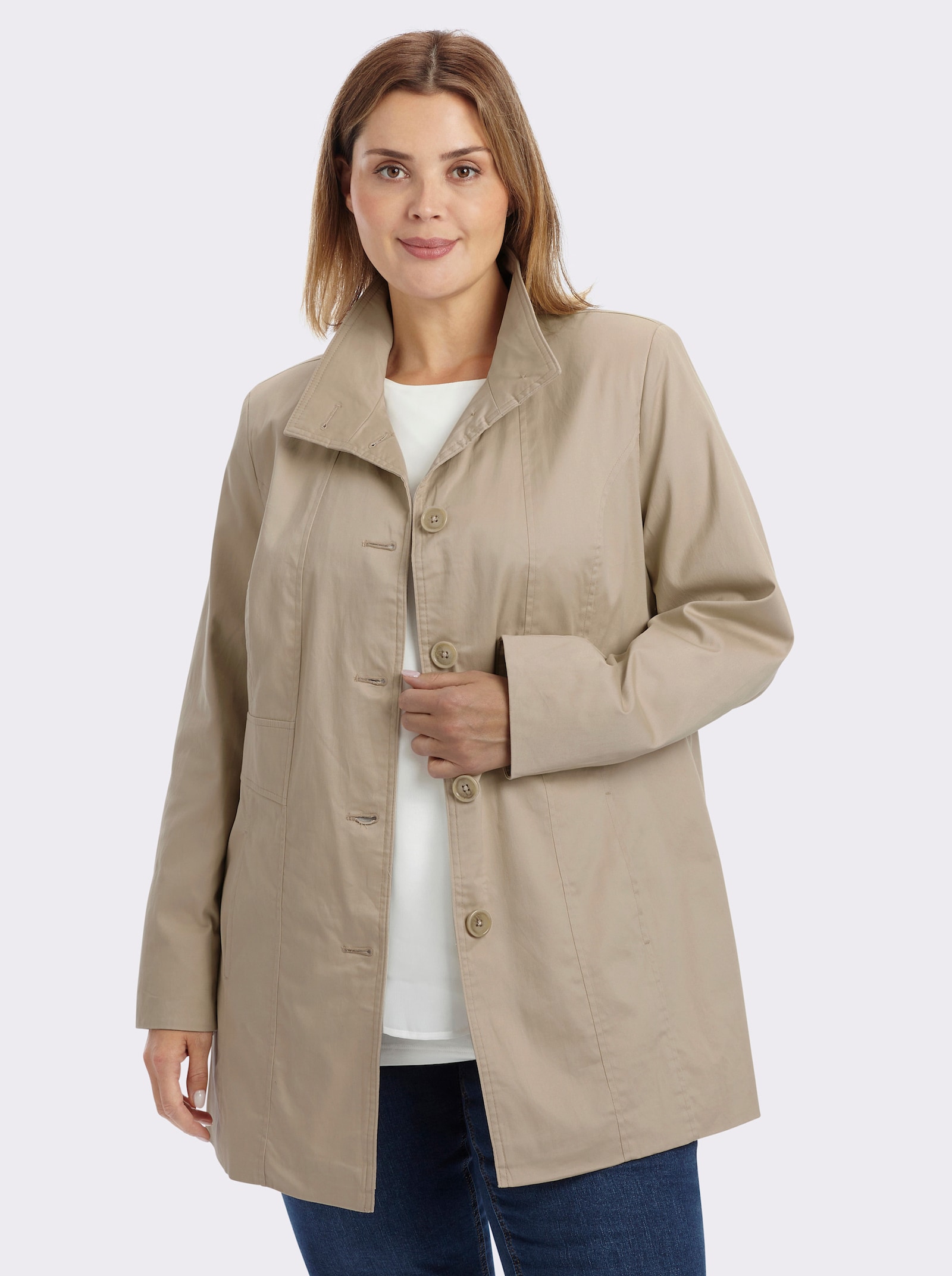 Jacke mit variablem Kragen - beige