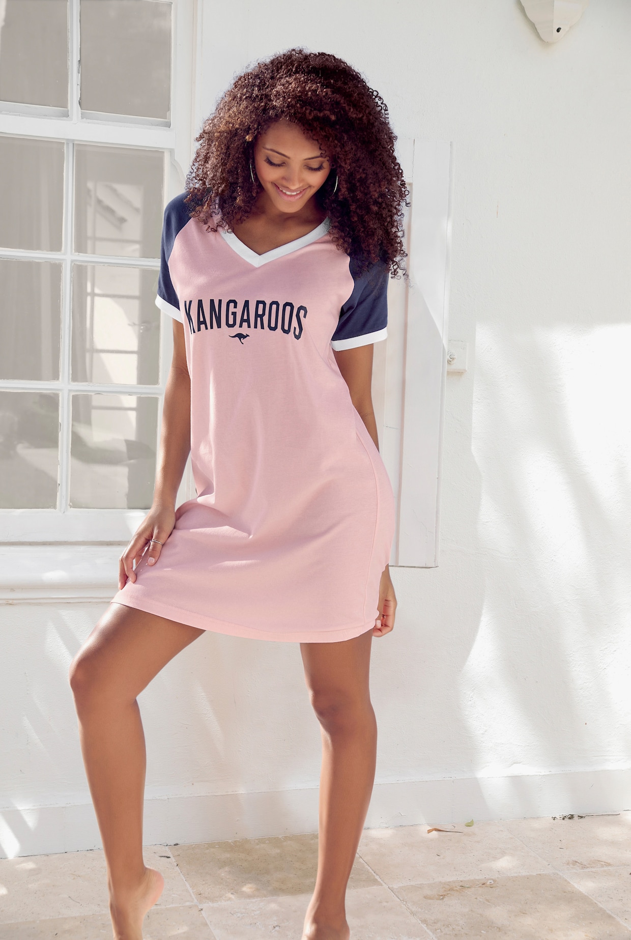 KangaROOS Bigshirt - rosa-dunkelblau