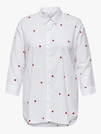 ONLY CARMAKOMA Langarmbluse - bright white aop:heart