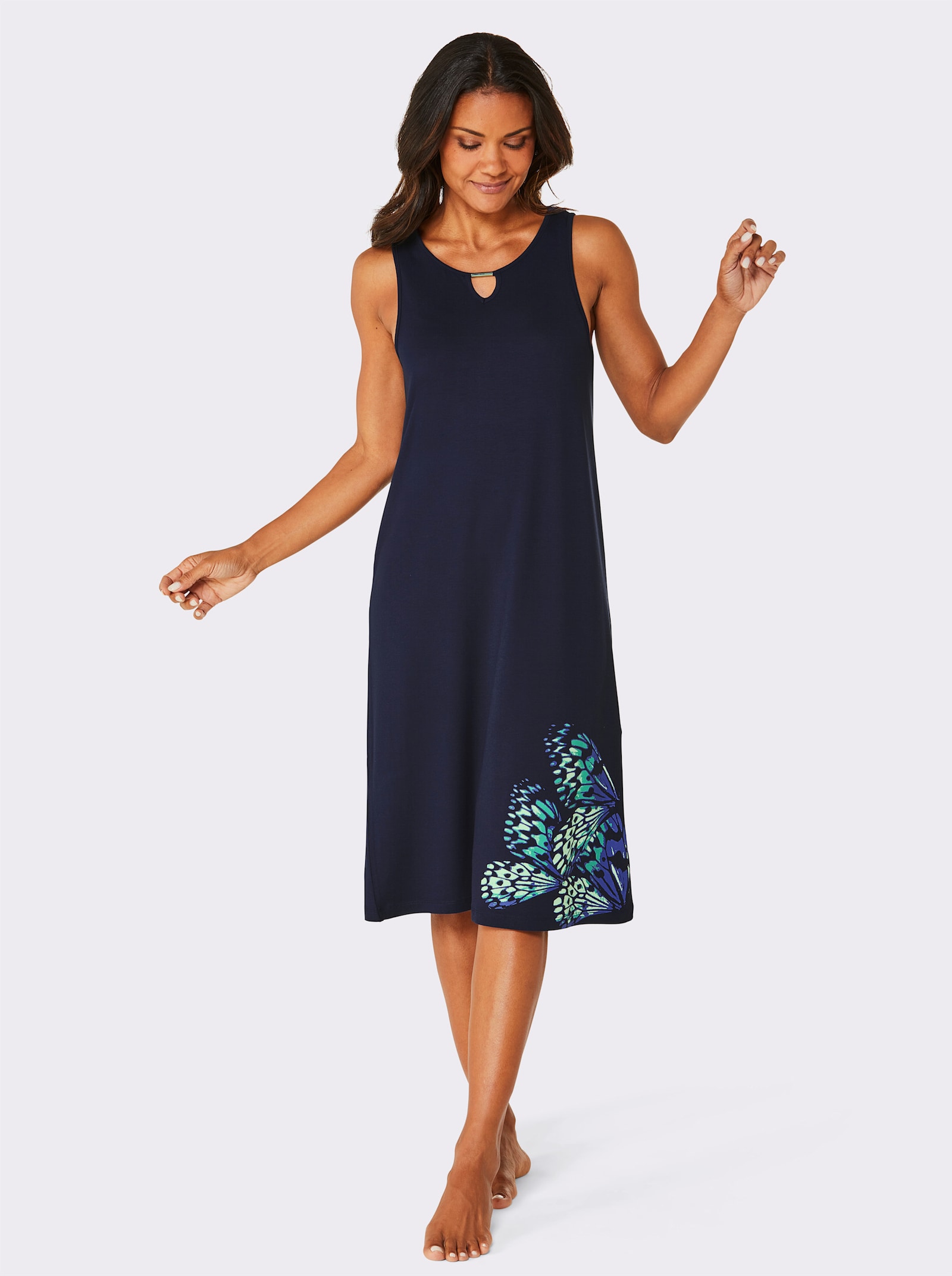 feel good Sommerkleid mit Deko-Spange - marine-royalblau