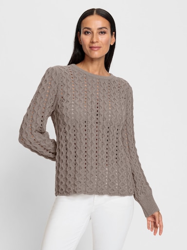 heine Ajourpullover licht transparant - taupe