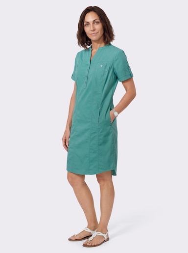 Jeanskleid mit abgerundetem Saum - salbei
