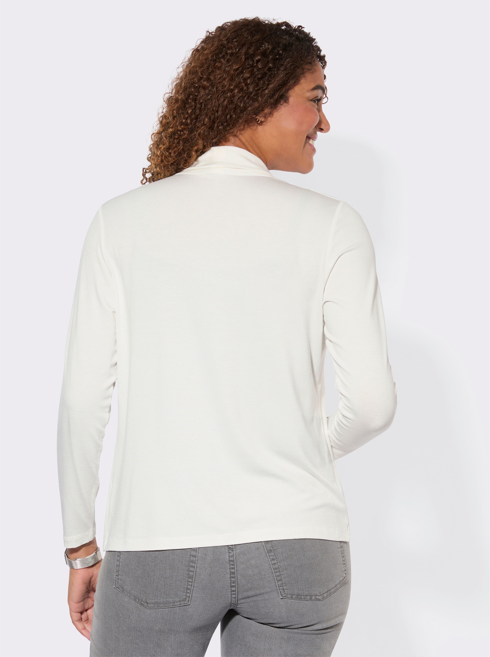 Shirtjacke mit Schalkragen - ecru