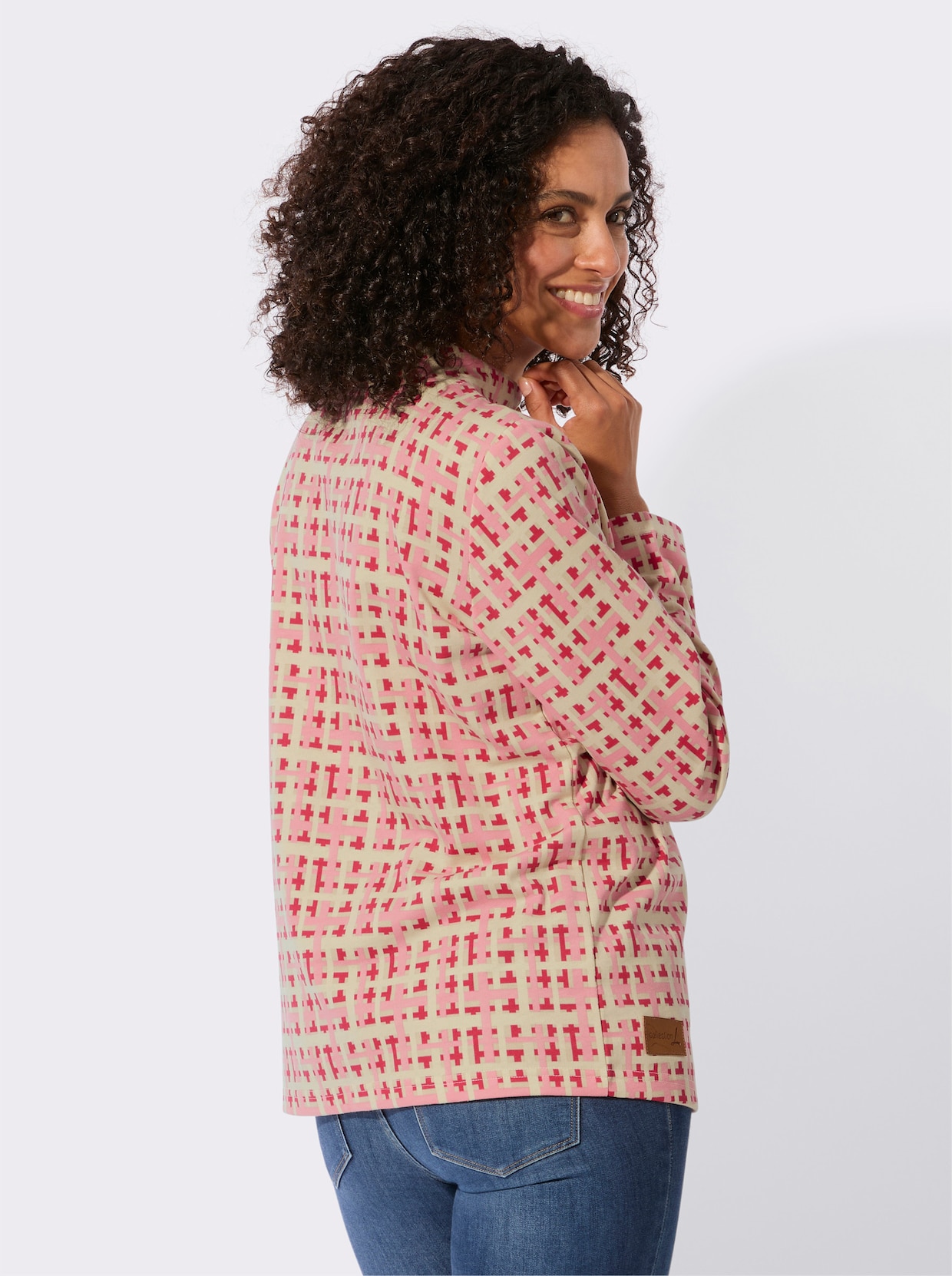 Sweatshirt mit Kontrast-Muster - erdbeere-sand-kariert