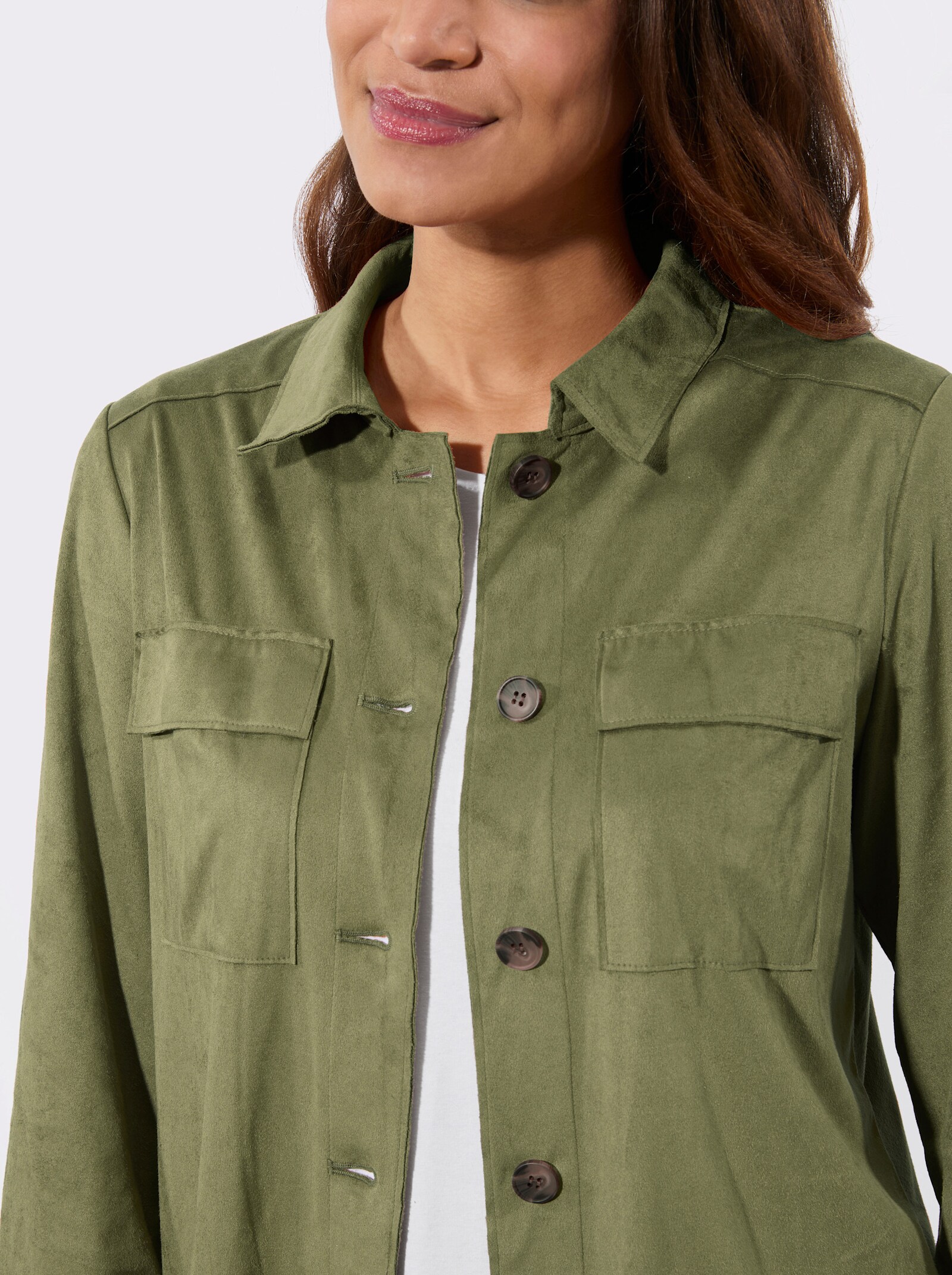 Lederimitat-Blazer mit Schultersattel - schilf