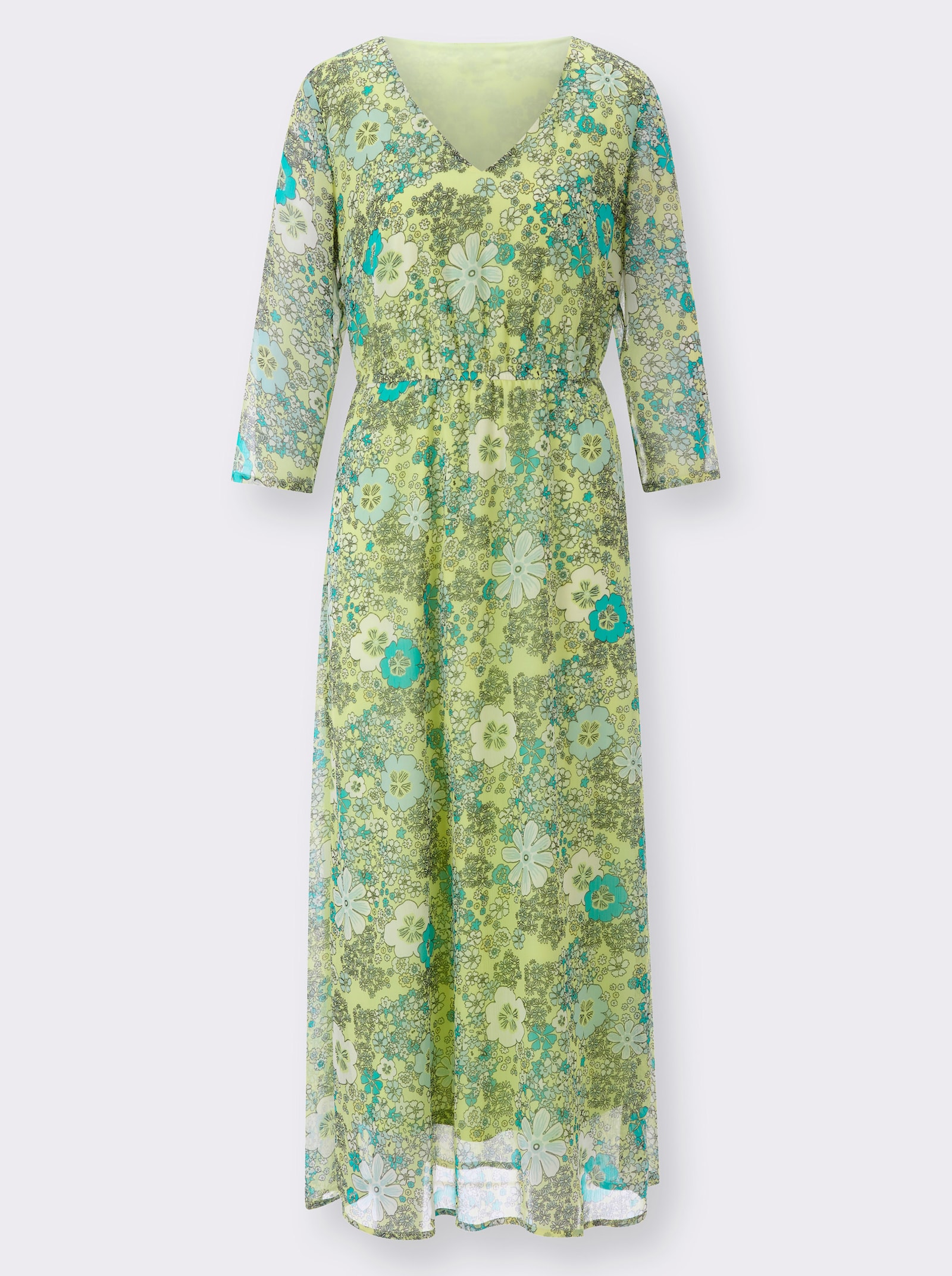 Blumenkleid aus Chiffon - pistazie-mint-bedruckt