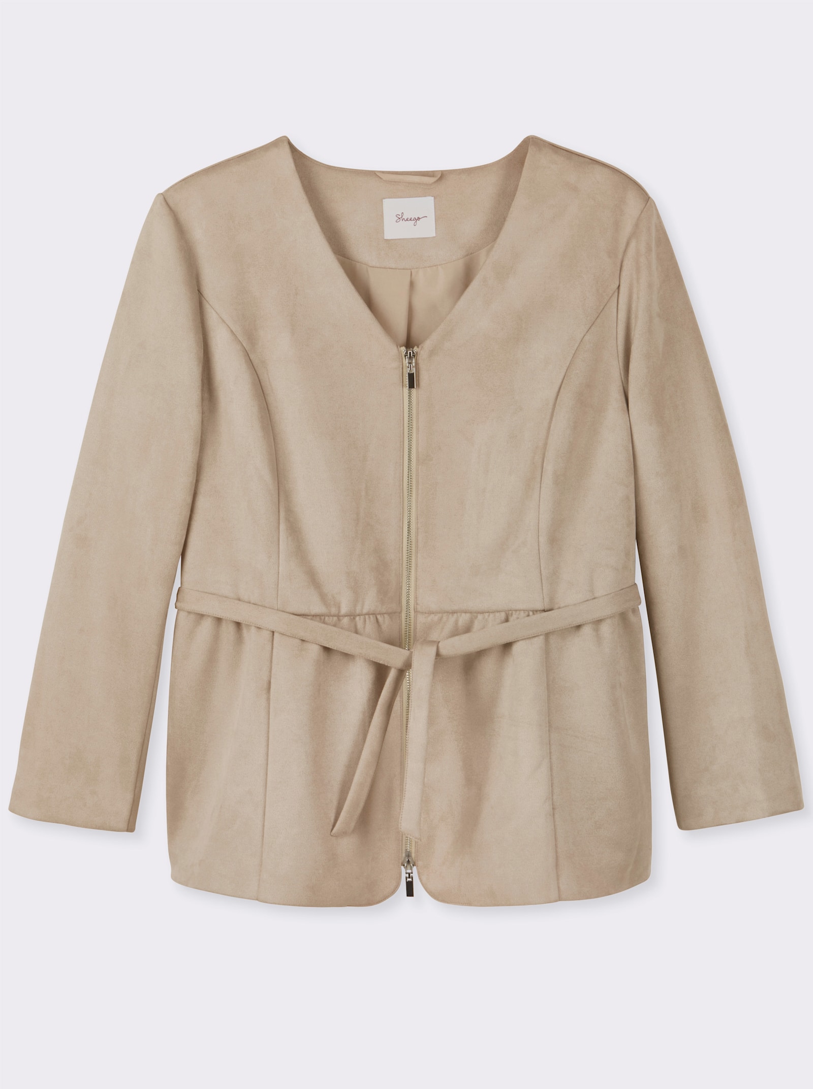sheego Jacke in Veloursleder-Optik, mit Schößchen - beige