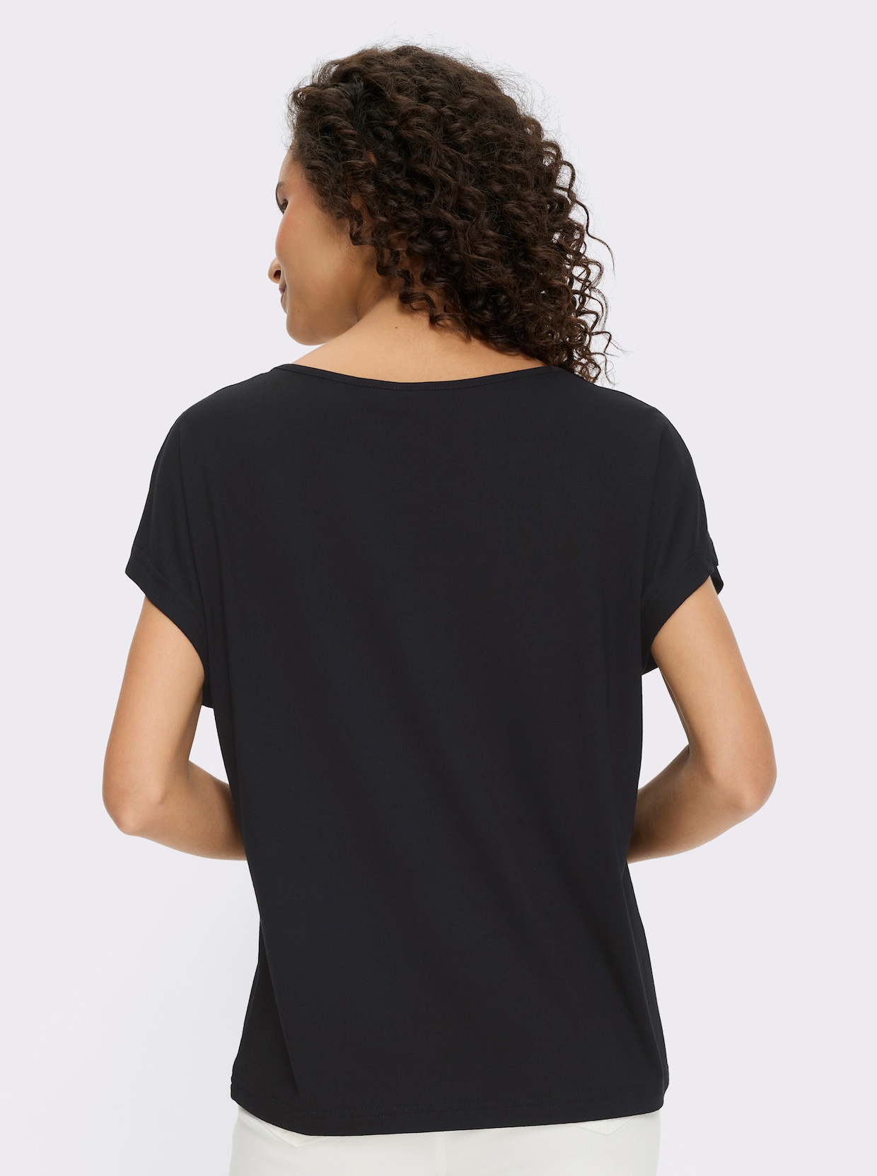 heine Kurzarmshirt - schwarz-beige-bedruckt