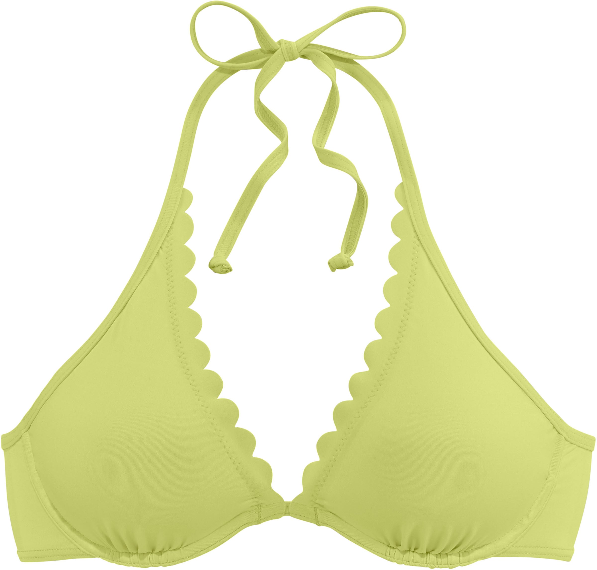 UPS SC günstig Kaufen-Bügel-Bikini-Top in gelb von LASCANA. Bügel-Bikini-Top in gelb von LASCANA <![CDATA[Bügel-Top von Lascana mit Muschelkante. Herausnehmbare Cups. Im Nacken zu binden und im Rücken zu schließen. Weiche Microfaser. Obermaterial: 84% Polyamid, 16