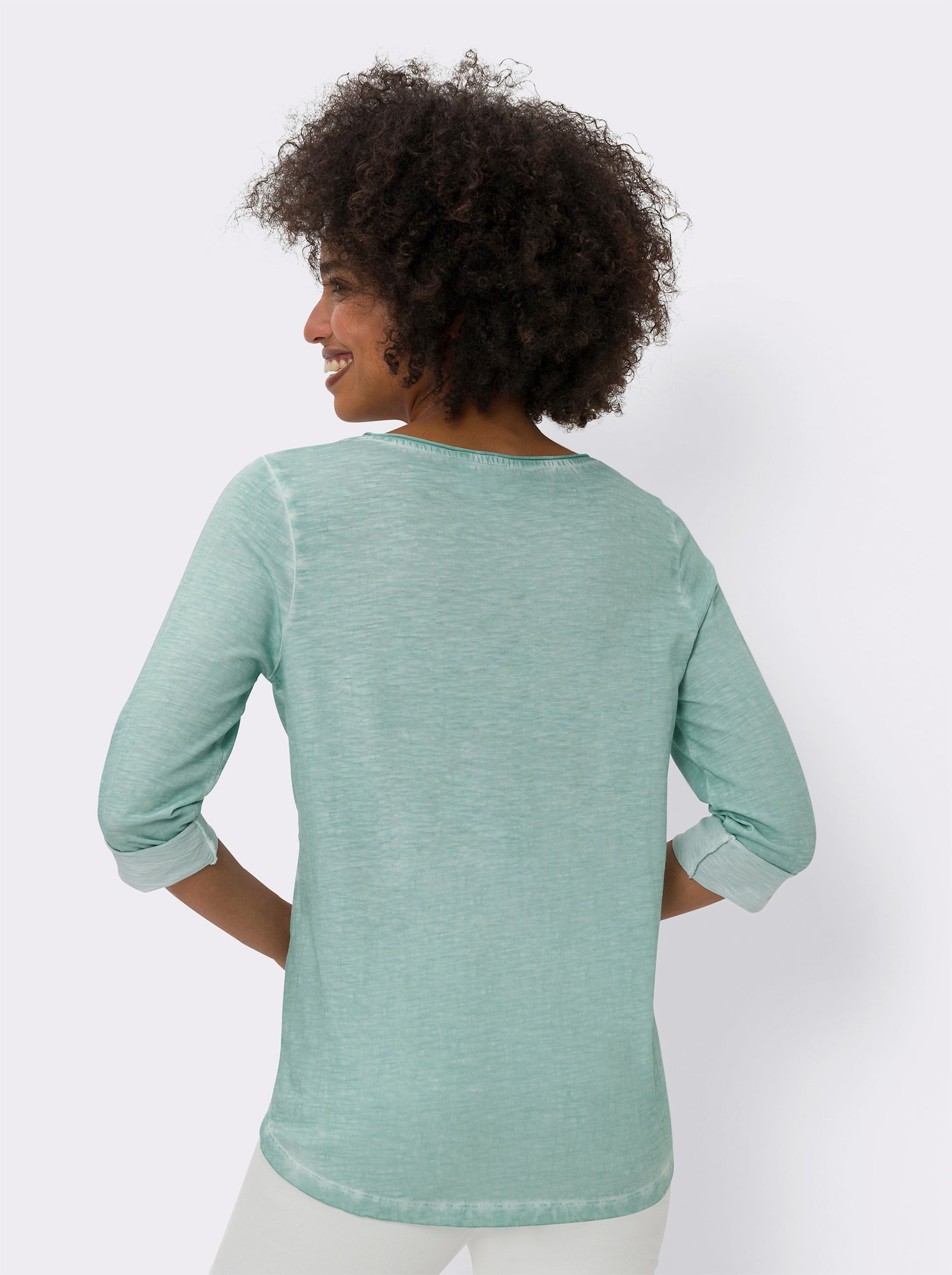 heine Print-Shirt mit Pailletten - kalkmint