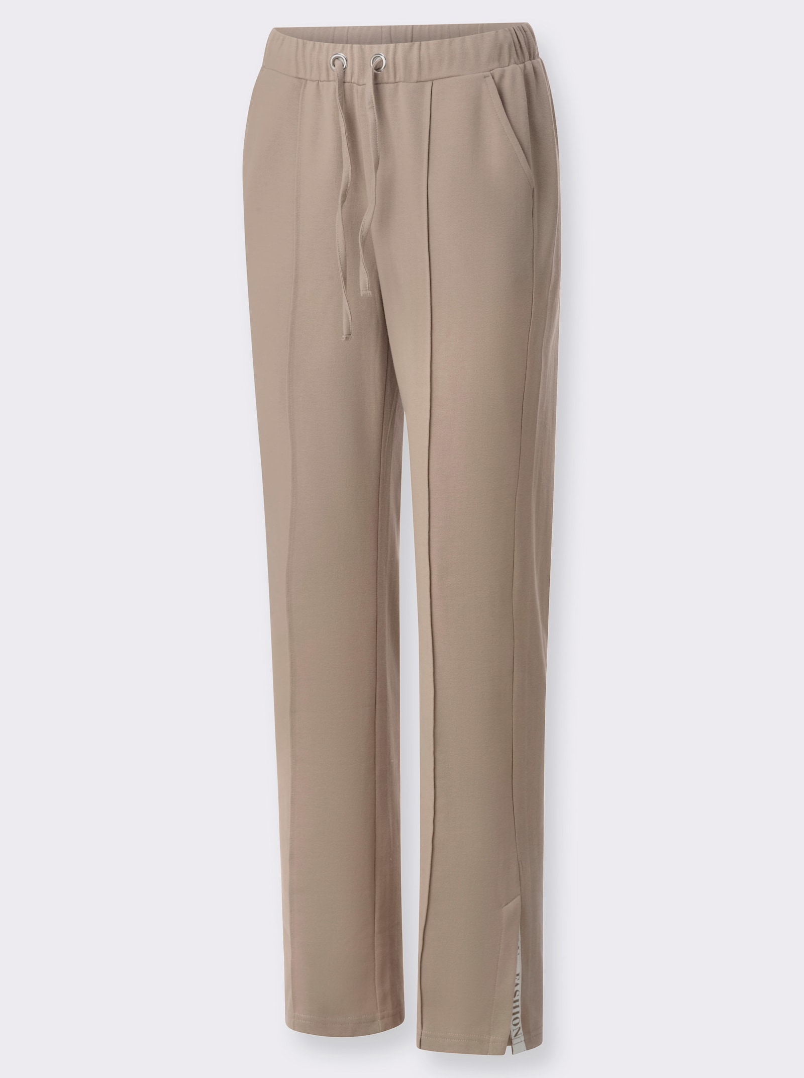 Žerzejové kalhoty s prošívanými sámky - sezamová