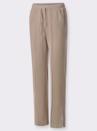 Žerzejové kalhoty s prošívanými sámky - sezamová