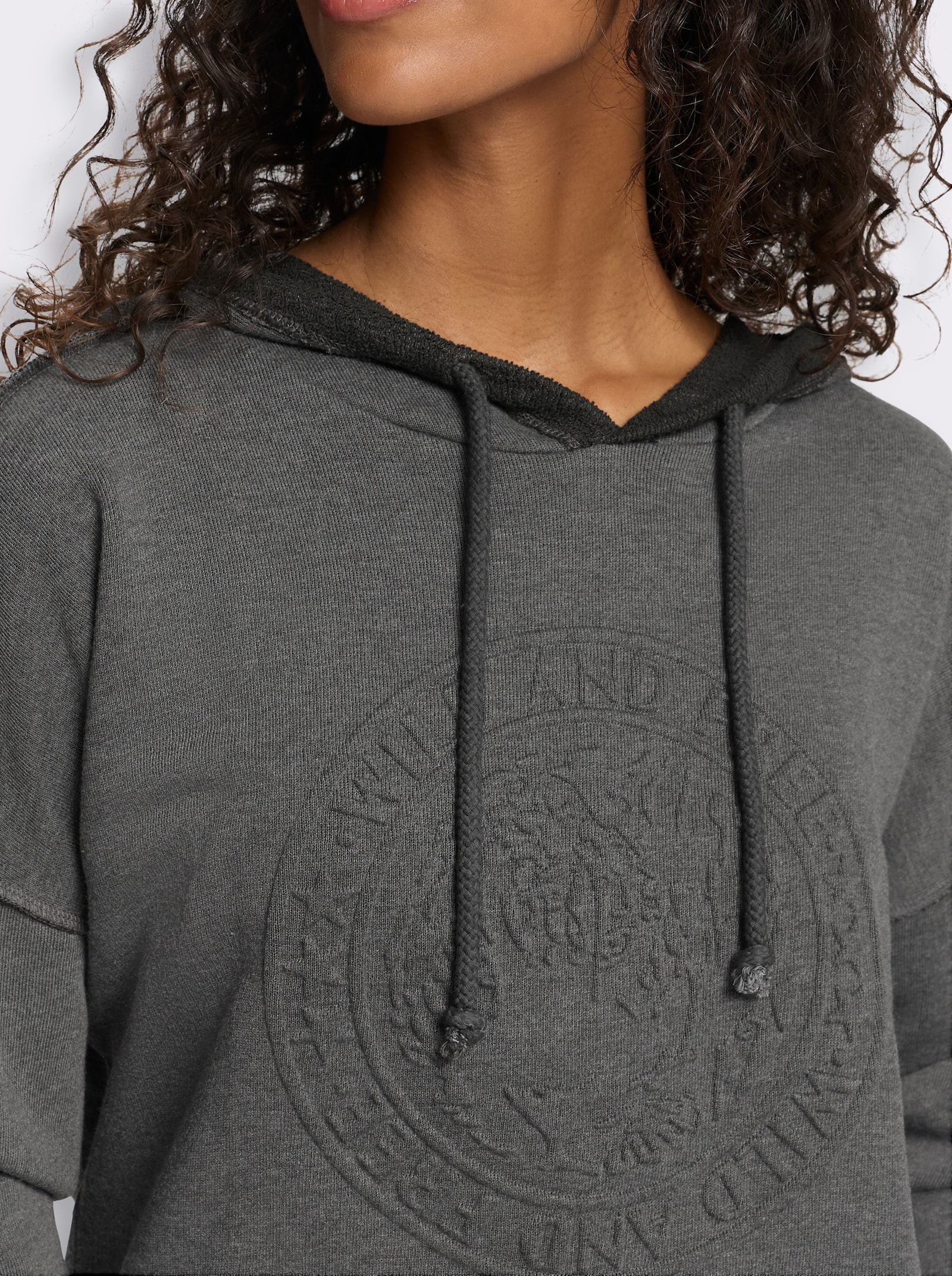 heine Kapuzensweatshirt mit Rollkanten - graphit