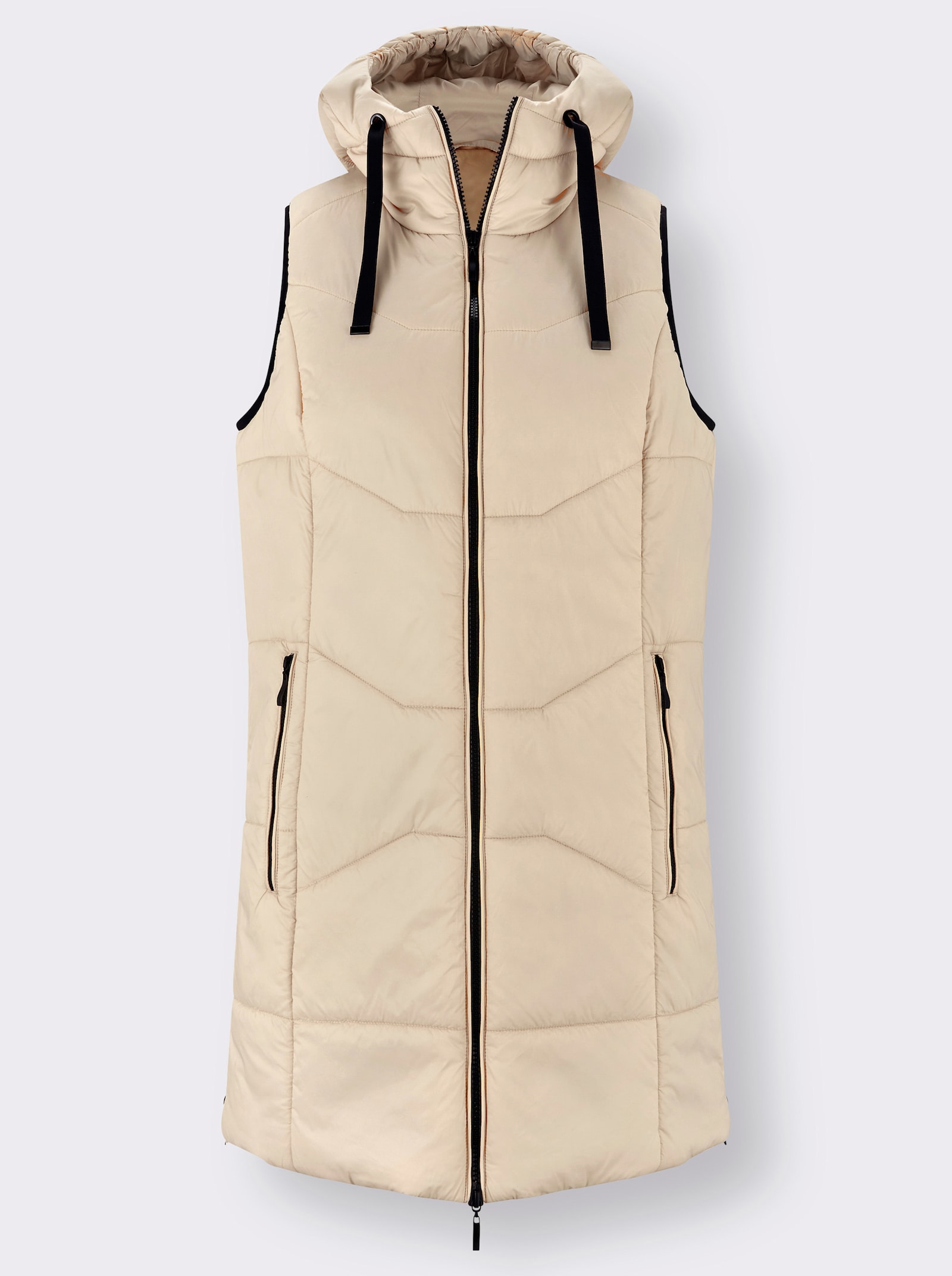 Steppweste in Longform, warm wattiert - sand