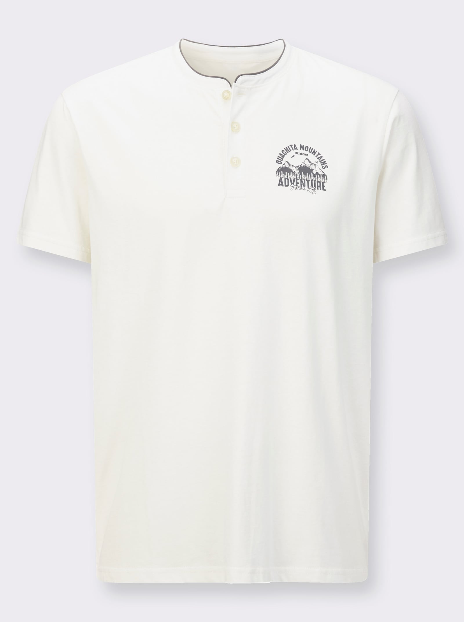 Henleyshirt mit kleinem Druck-Motiv - ecru