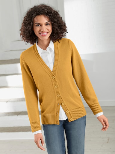 Strickjacke mit farblich abgestimmten Knöpfen - maisgelb