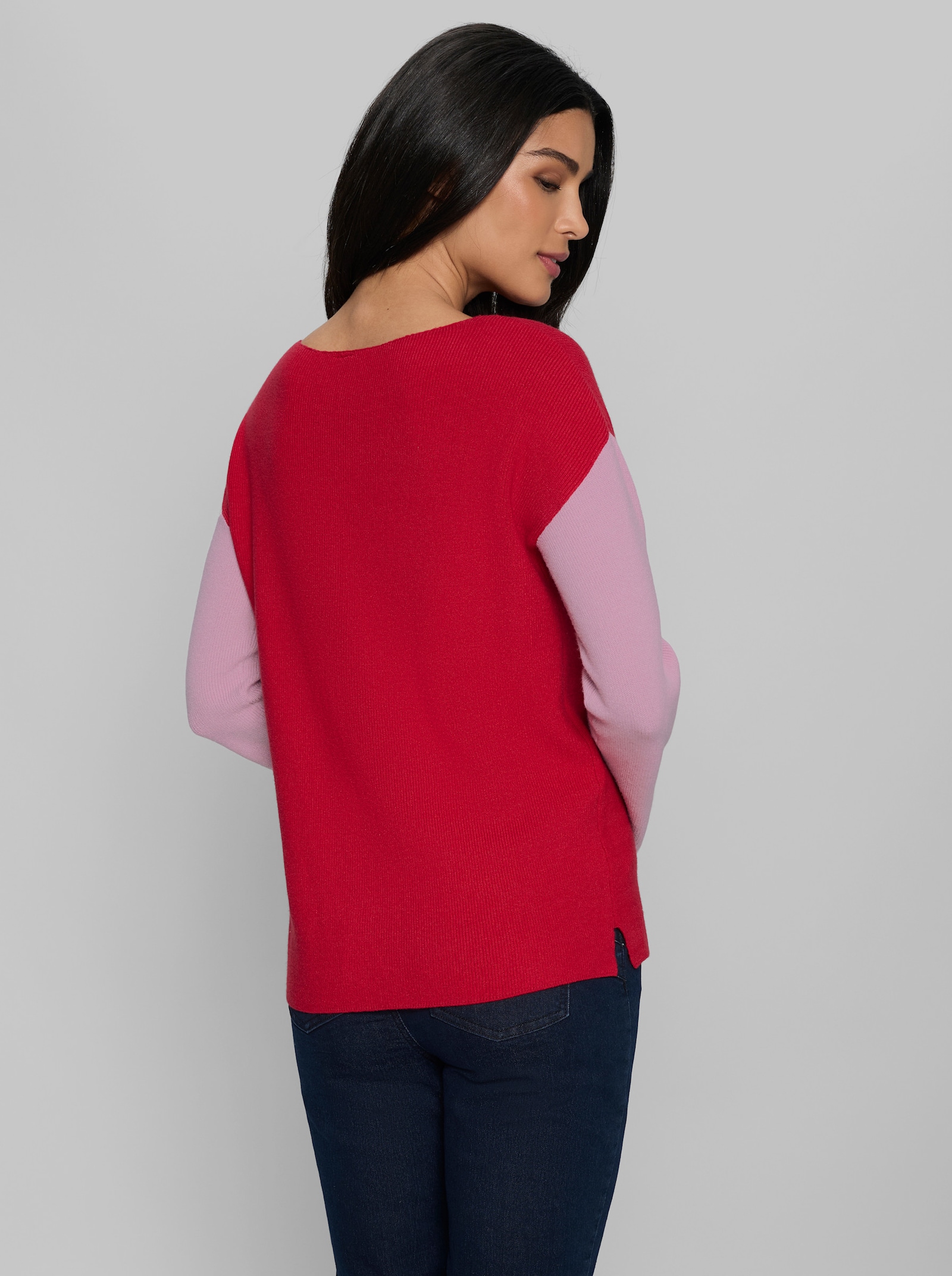 heine Langarm-Pullover in Color-Blocking-Optik - rot-rosé