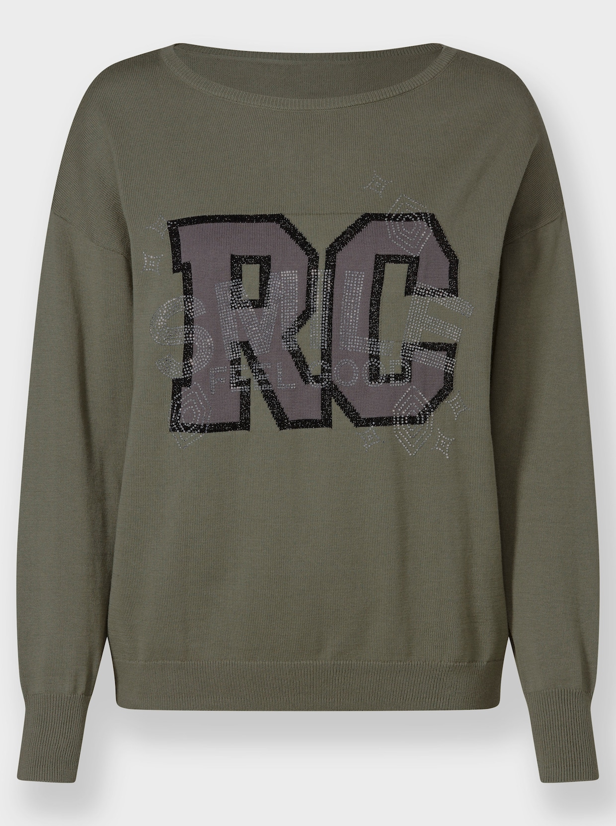 heine Pullover met ronde hals - kaki/zwart gedessineerd