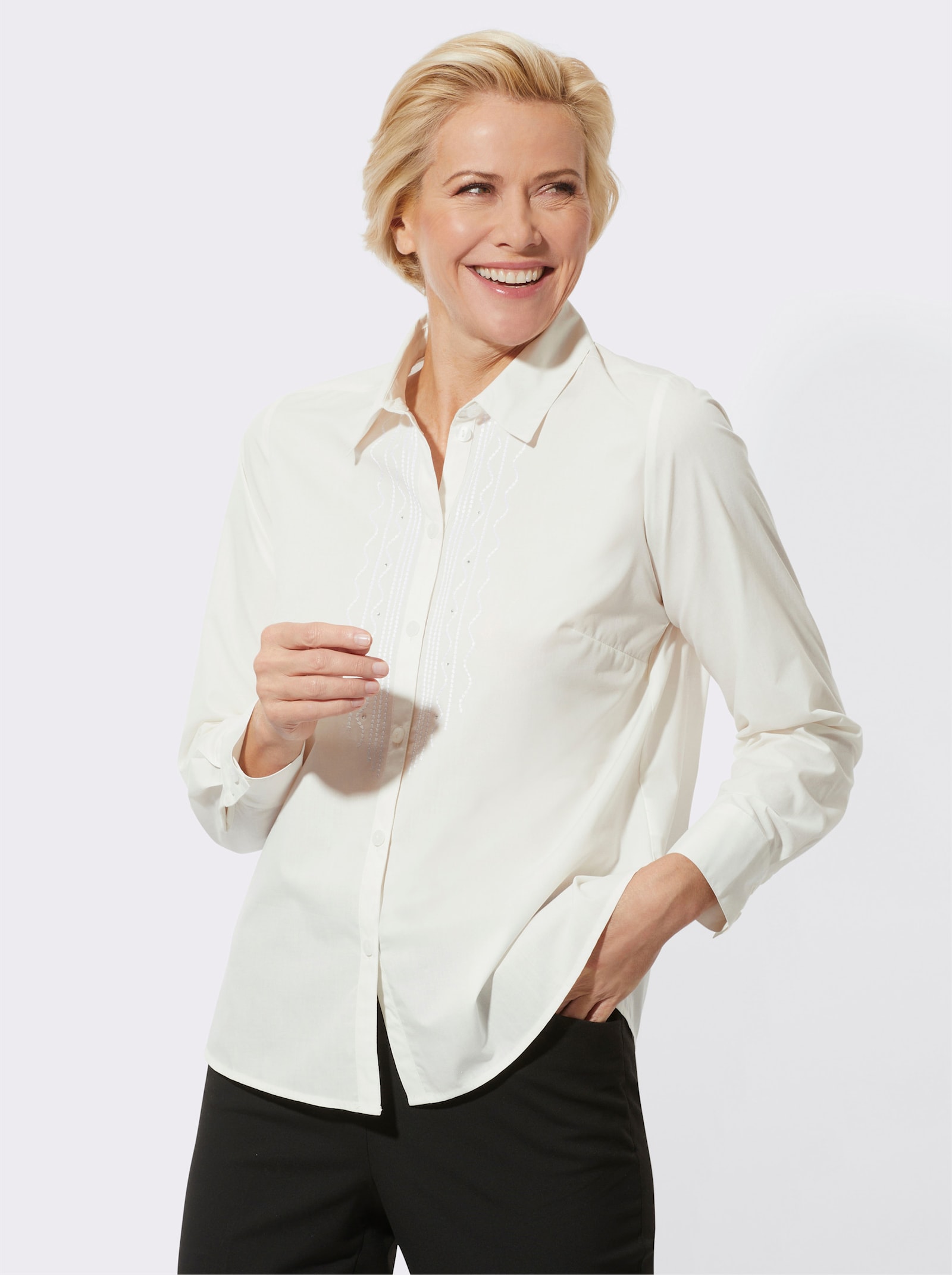 Langarm-Bluse in pflegleichter Qualität - ecru