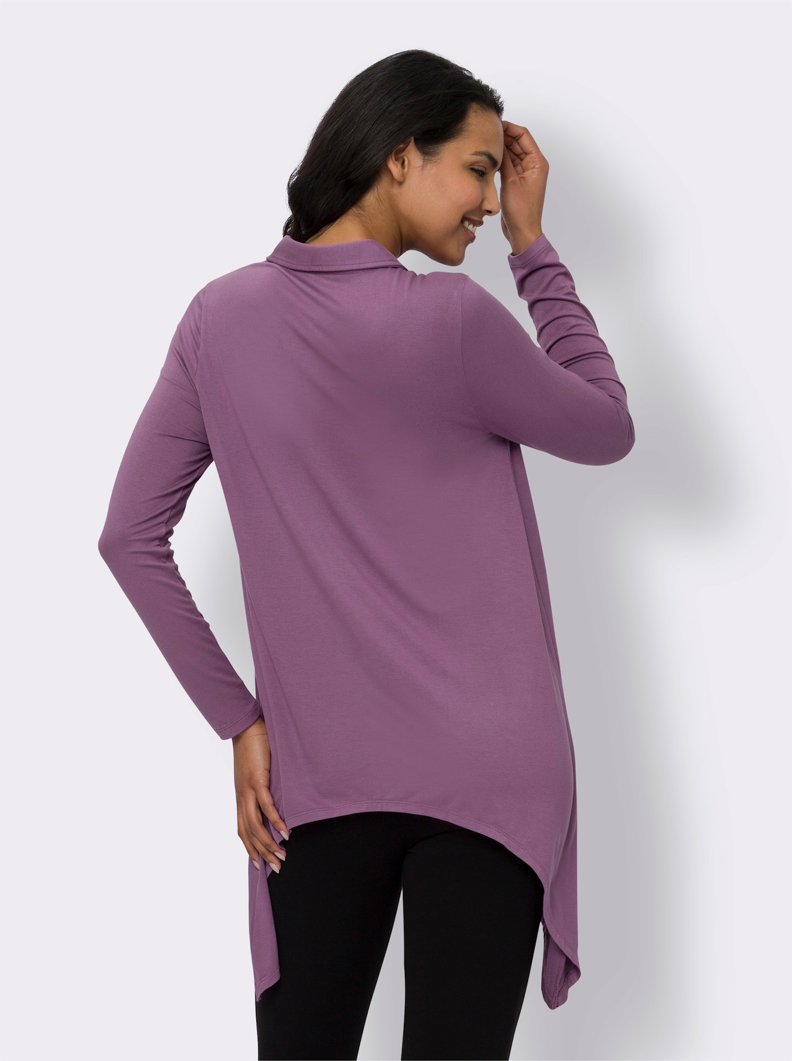 Zipfelshirt in ausgestellter A-Form - violett