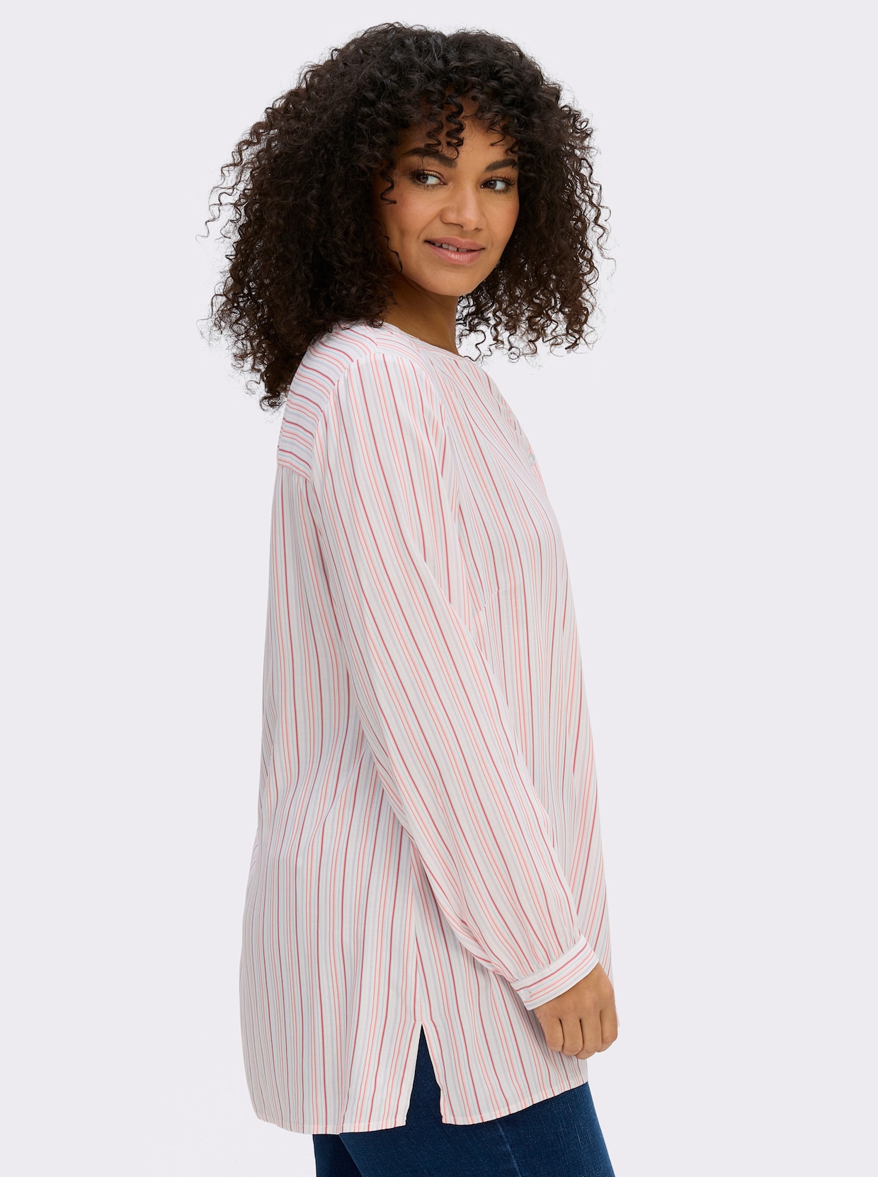 sheego Tuniek met strepen - wit/aardbei gestreept