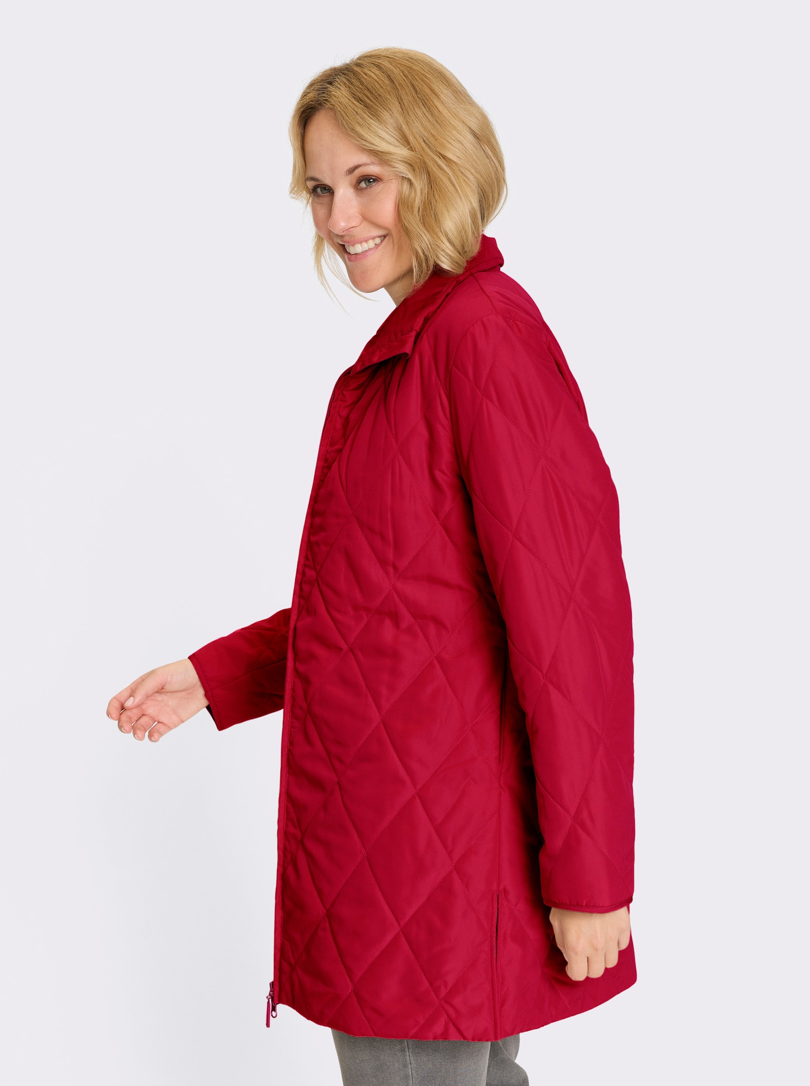 Longjacke mit Rautensteppung - rot