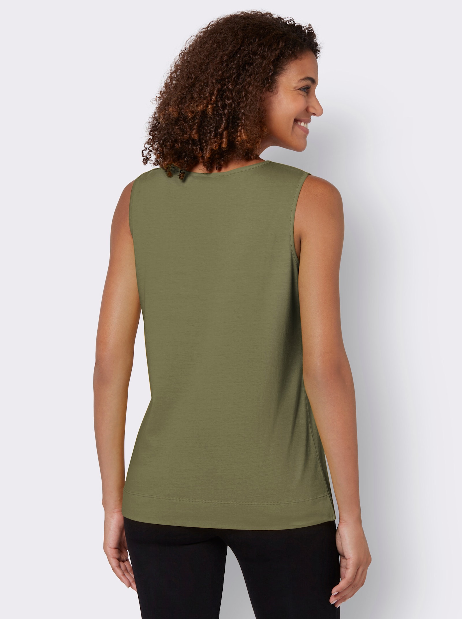 Shirttop mit hinten längerem Saum - khaki