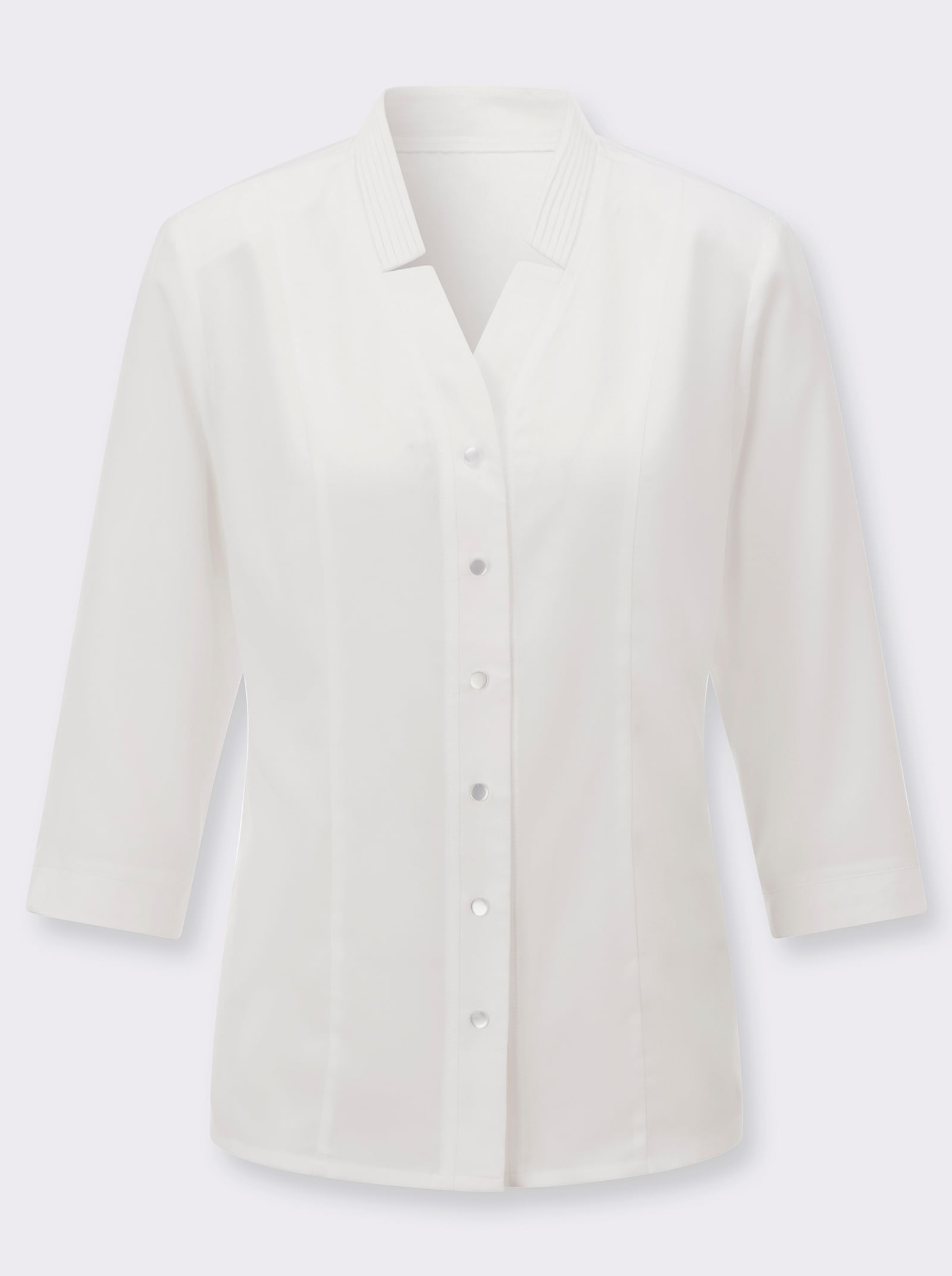 Crêpebluse mit Schulterpolstern - ecru