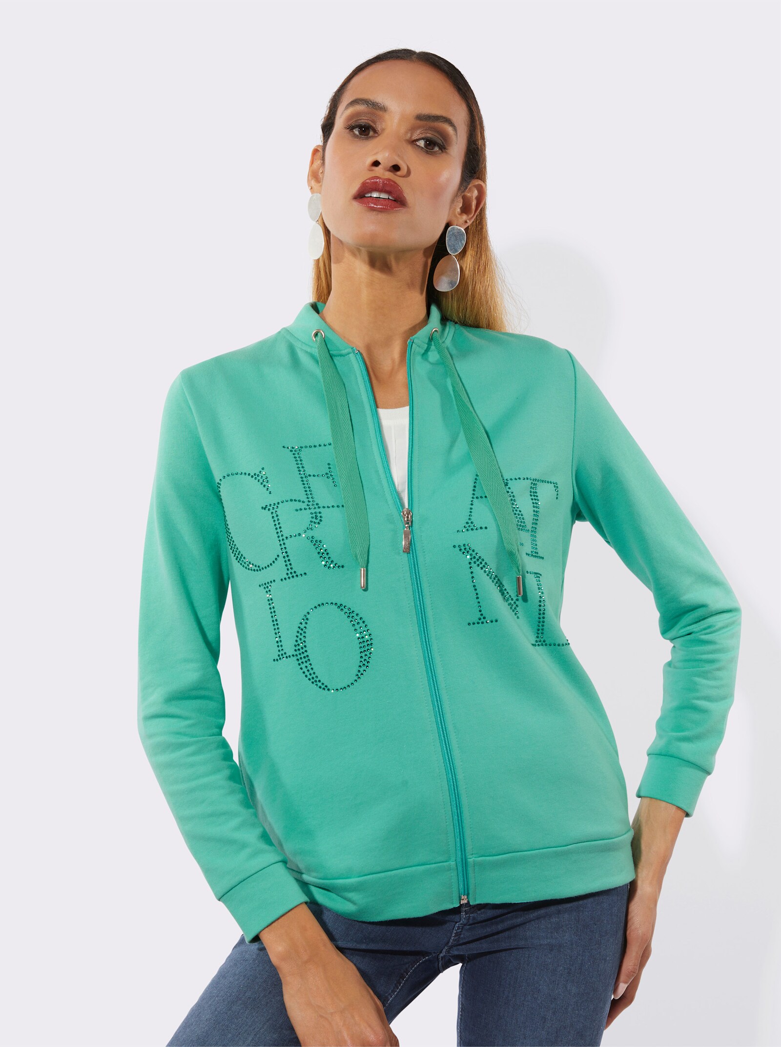 Shirtjacke mit Nahttaschen - blaugrün