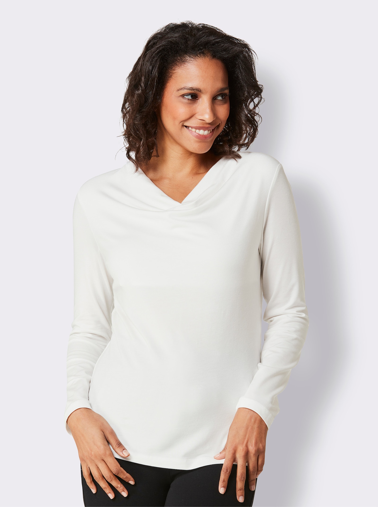 CREATION L PREMIUM Wasserfallshirt in Modal-Qualität - ecru