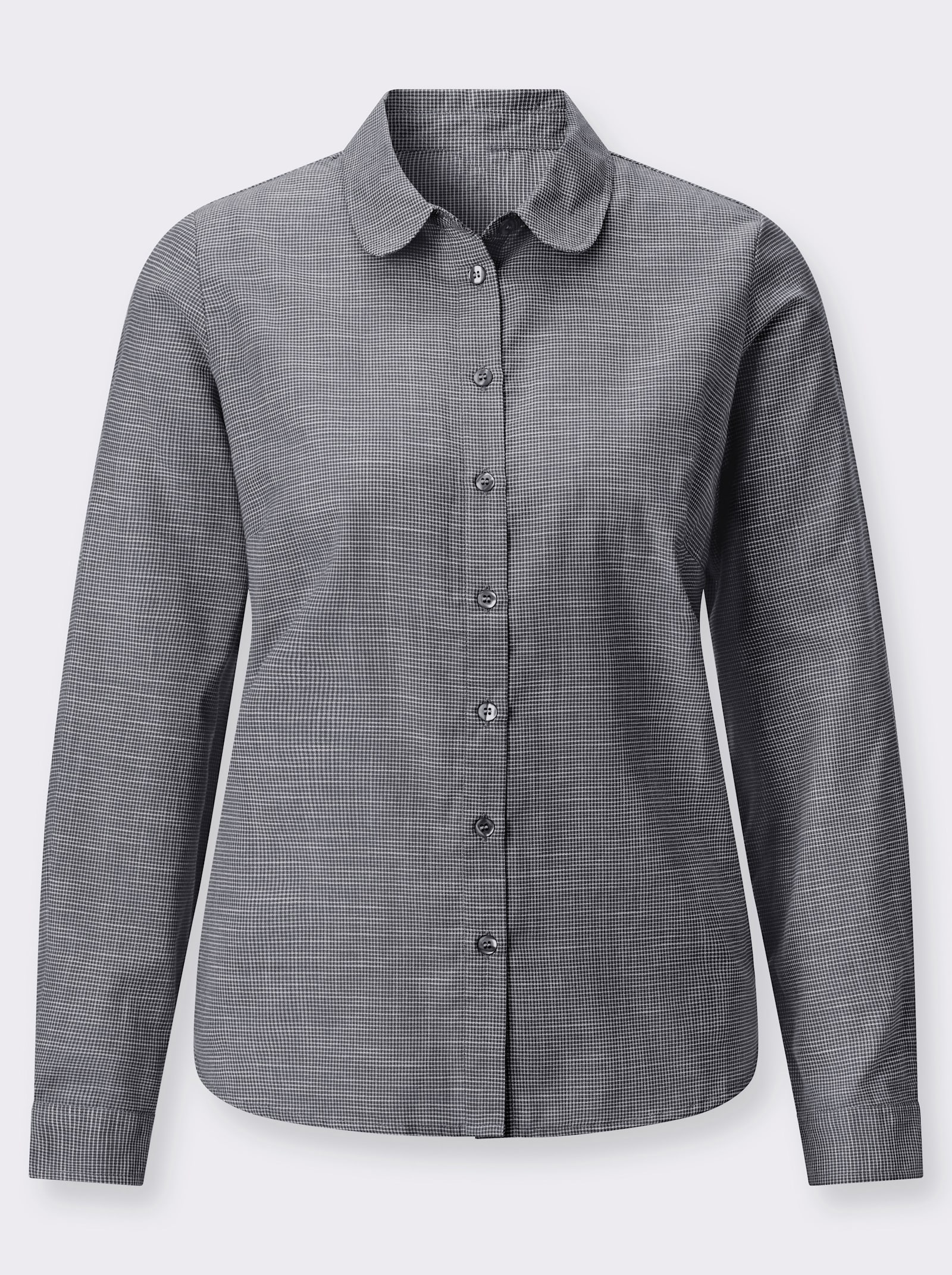 Langarmbluse mit Karo-Muster - schwarz-ecru-kariert