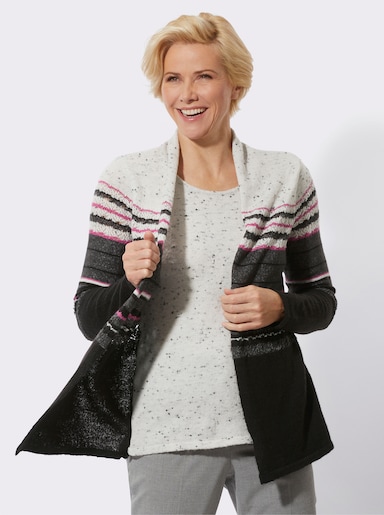 2-in-1-Pullover im Ringel-Dessin - anthrazit-erika-geringelt