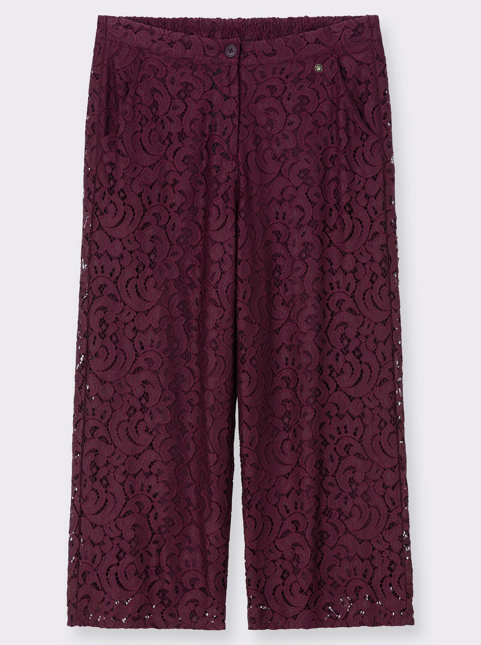 sheego Hose mit rundum Spitze - burgund