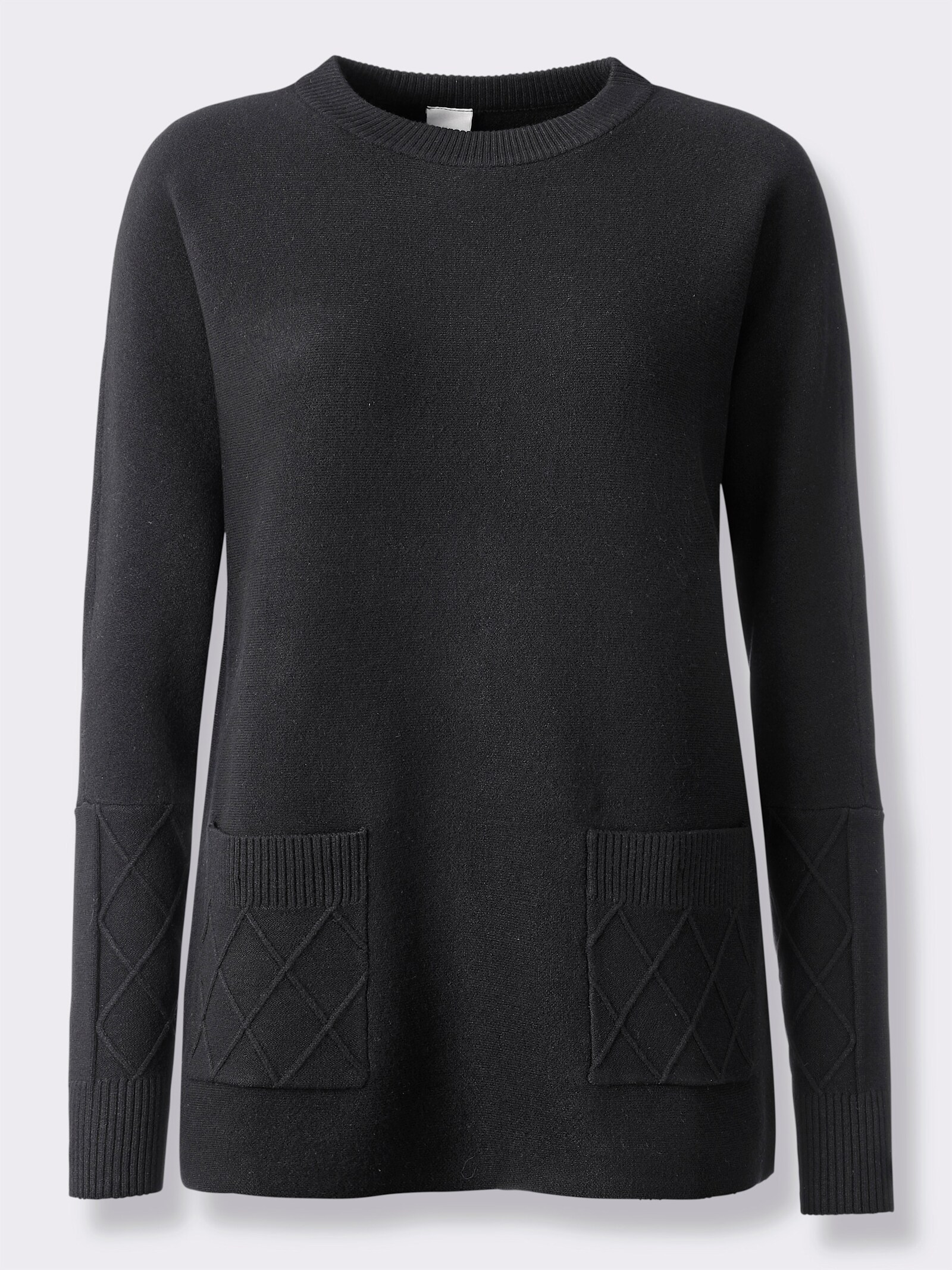 heine Feinstrickpullover mit Taschen - schwarz