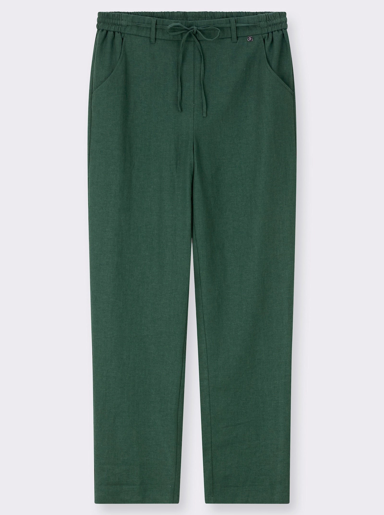 sheego Jogpants van een mix van linnen en viscose - mos