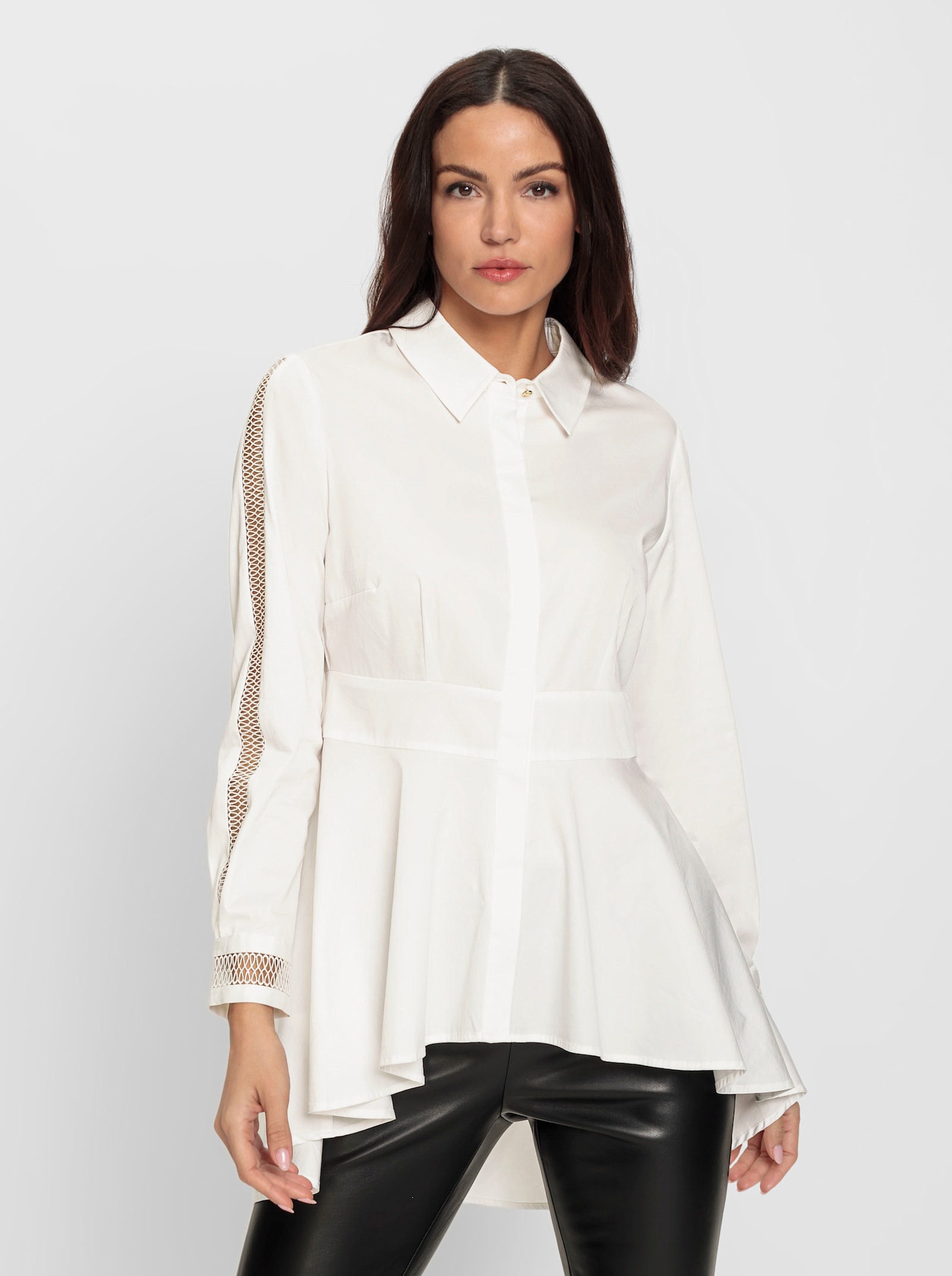 heine Langarm-Bluse in ausgestellter Form - weiß