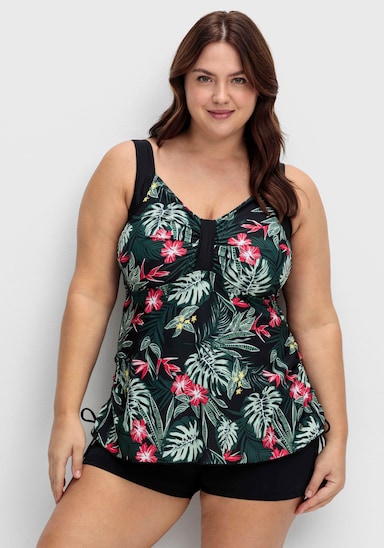 sheego Tankini-Oberteil - schwarz-gemustert