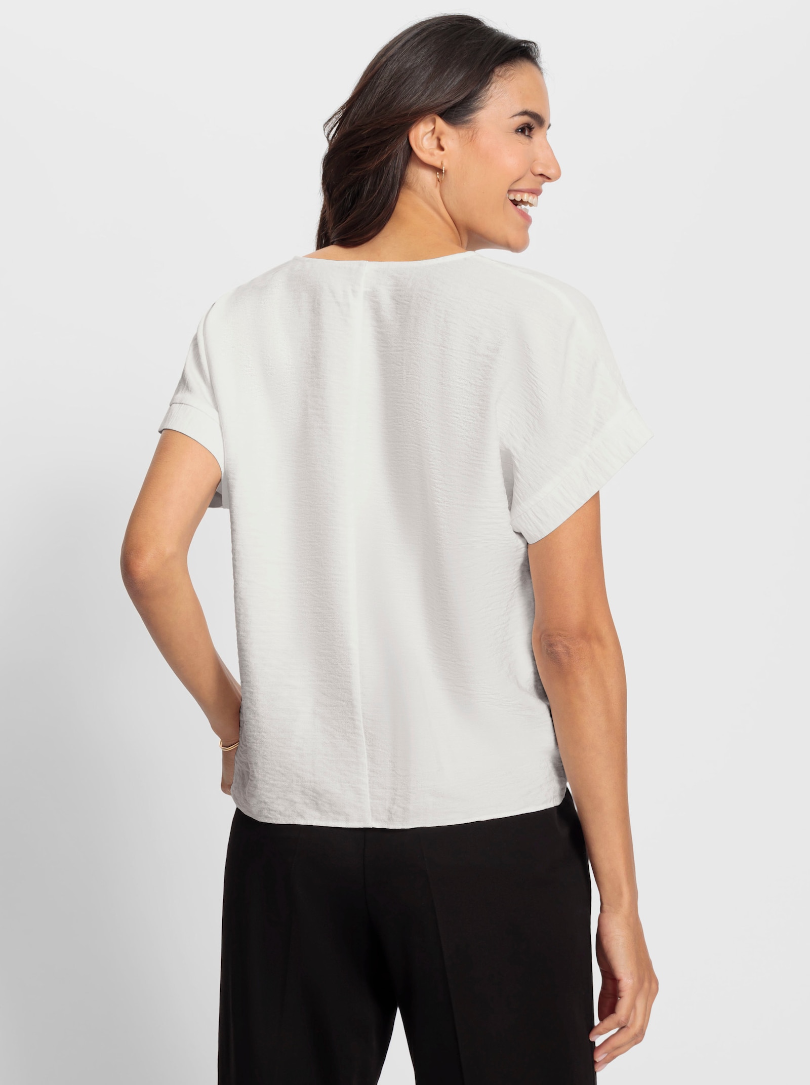 Comfortblouse met sierknopen - ecru