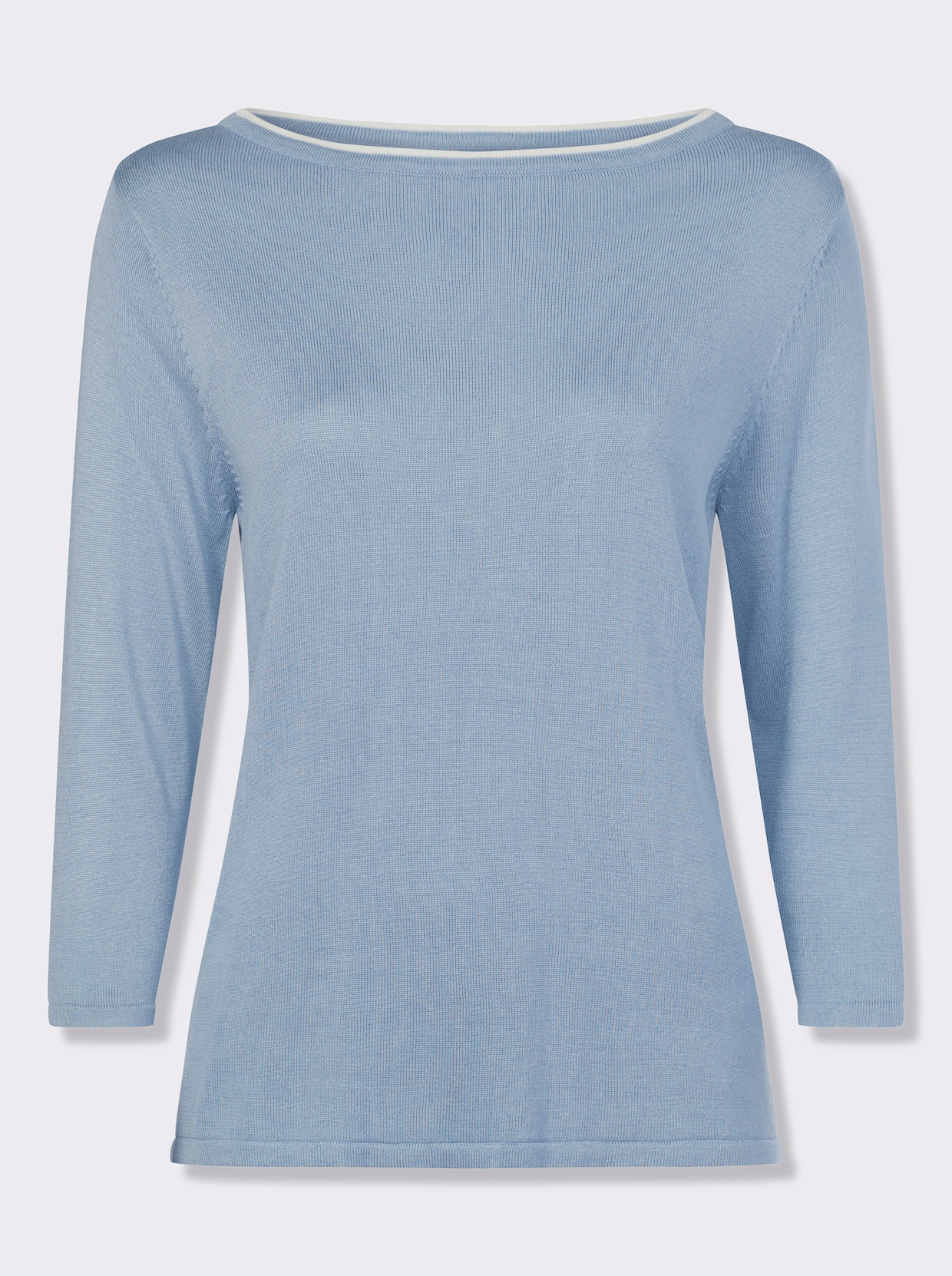 3/4 Arm-Pullover - eisblau-weiß