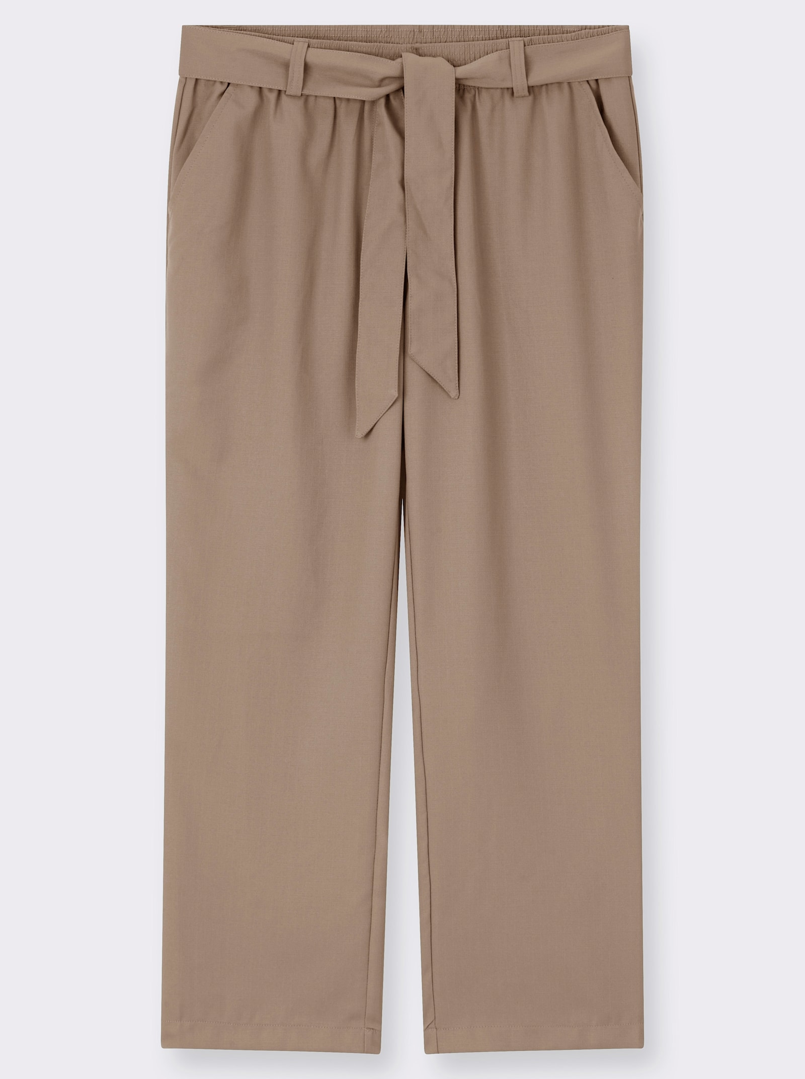 Palazzohose mit Bindegürtel - taupe