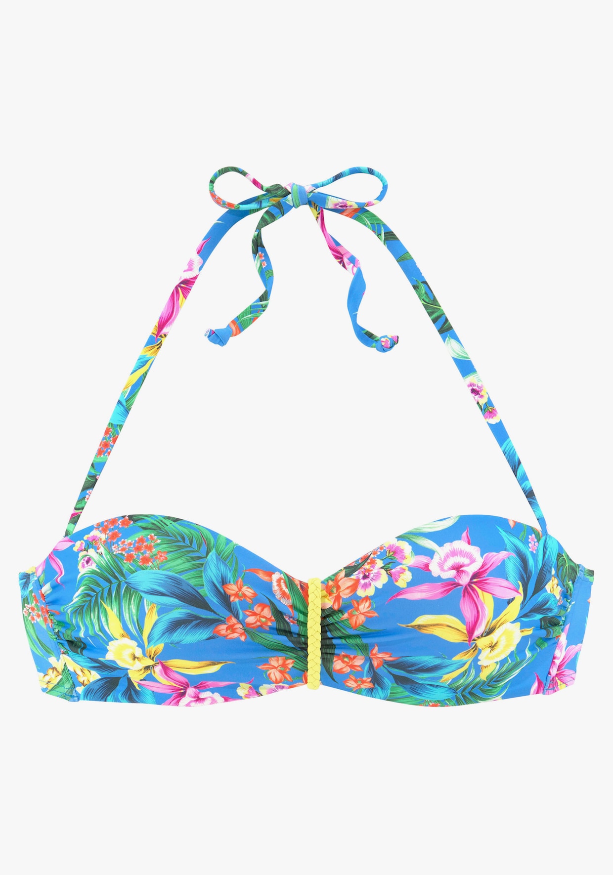 Venice Beach Bügel-Bandeau-Bikini-Top - blau-bedruckt