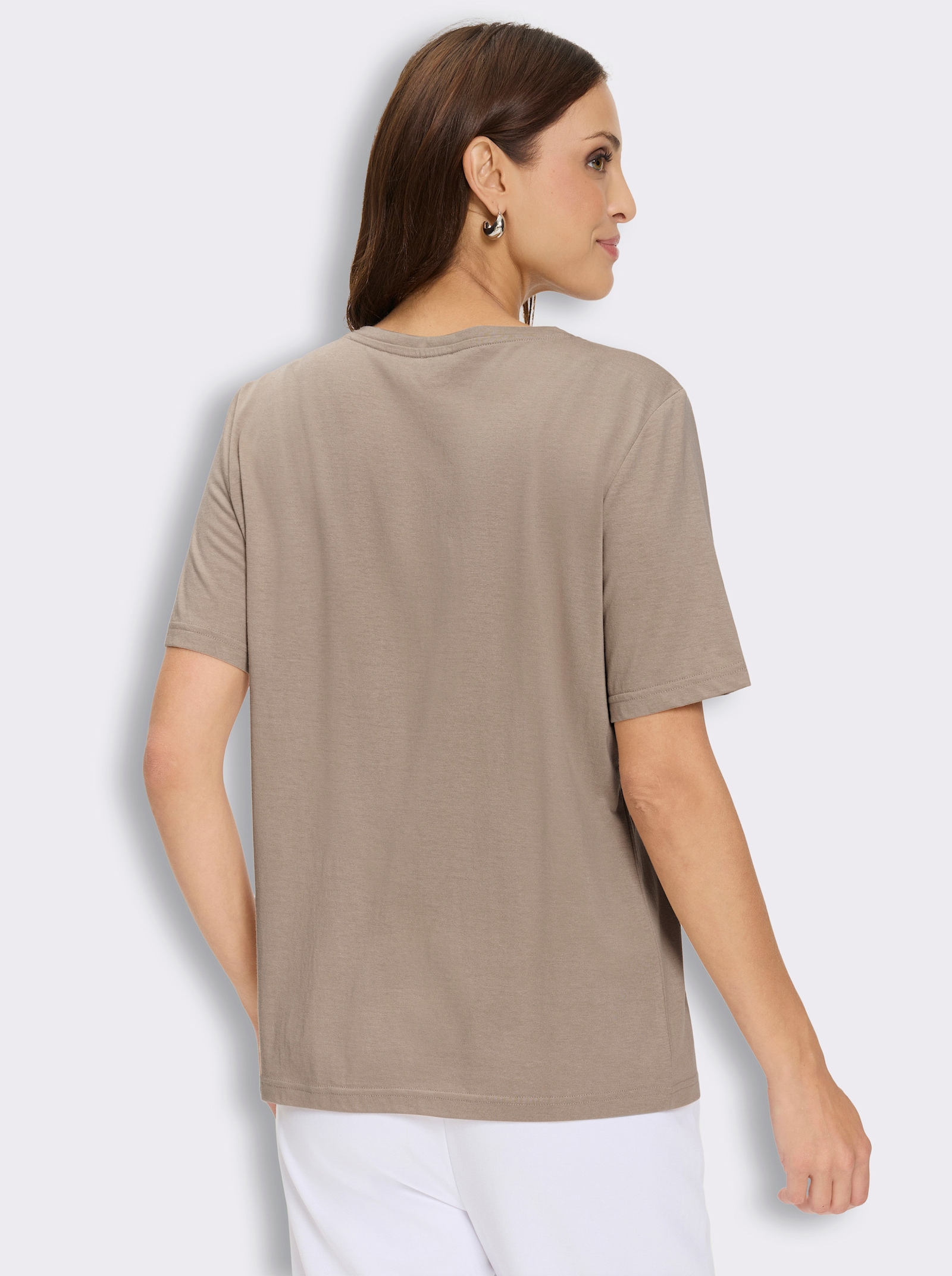 Kurzarmshirt mit Metallplättchen-Sternen - sesam