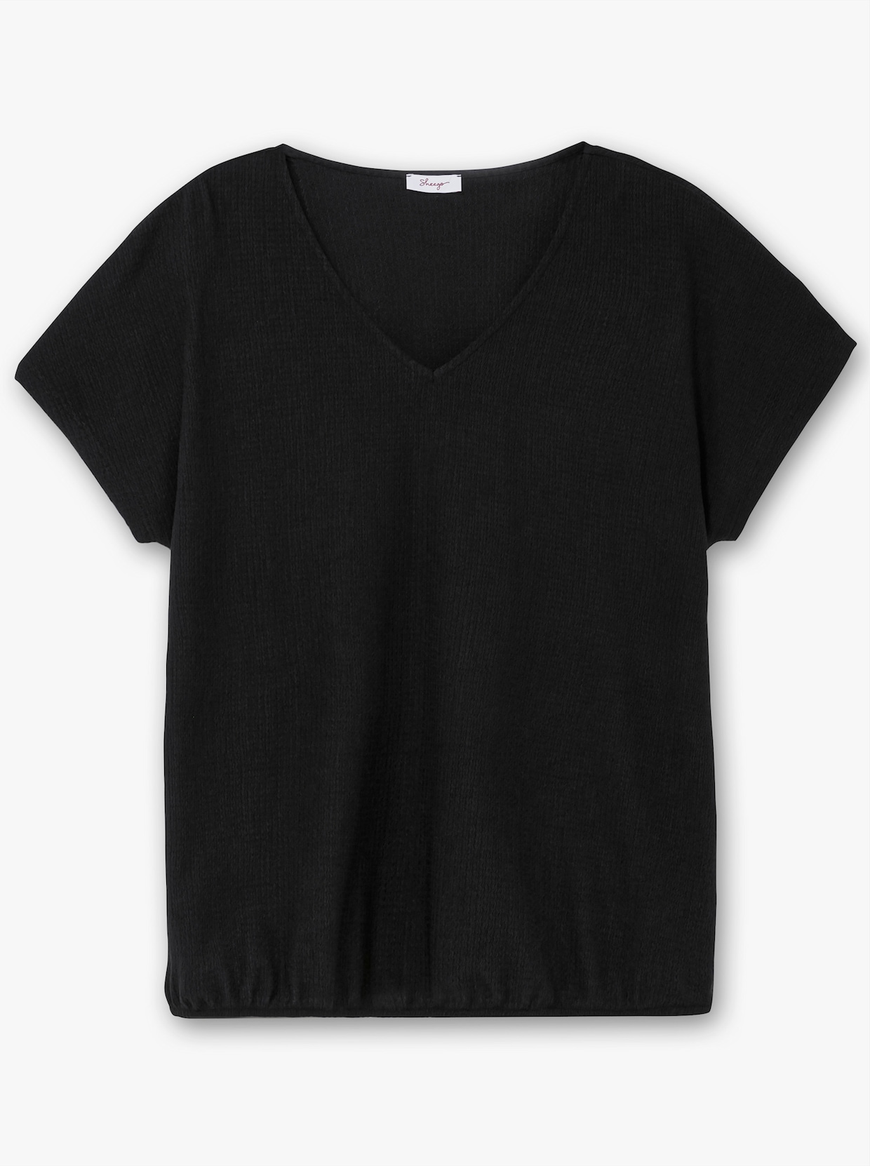 sheego V-Shirt - schwarz