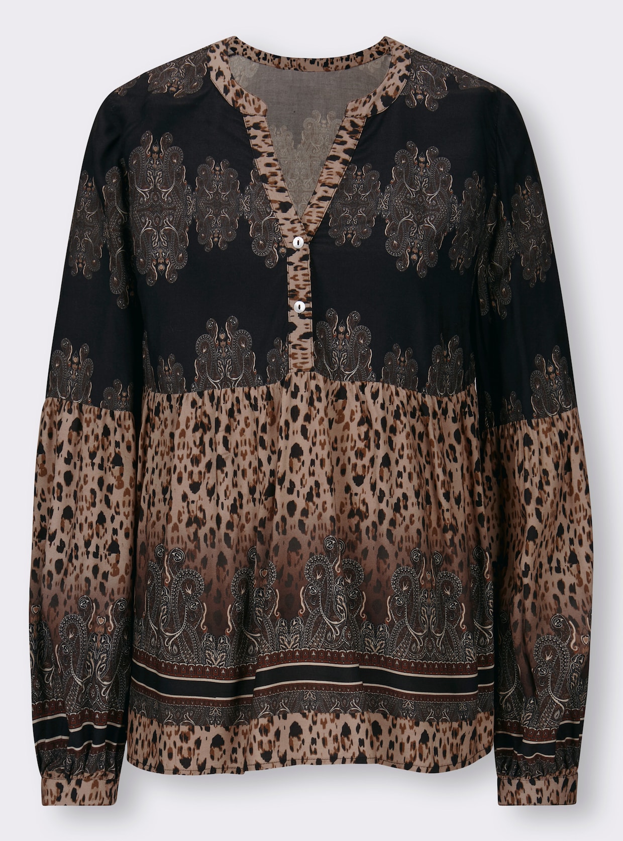 heine Blouse met print - zwart/camel bedrukt