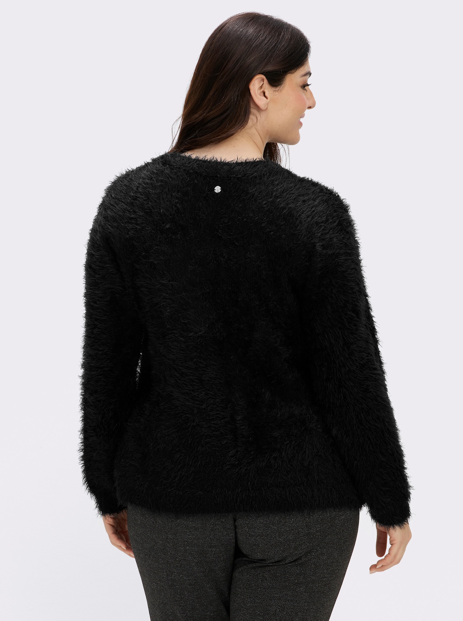 sheego Wickelpullover mit Flauschgarn - schwarz