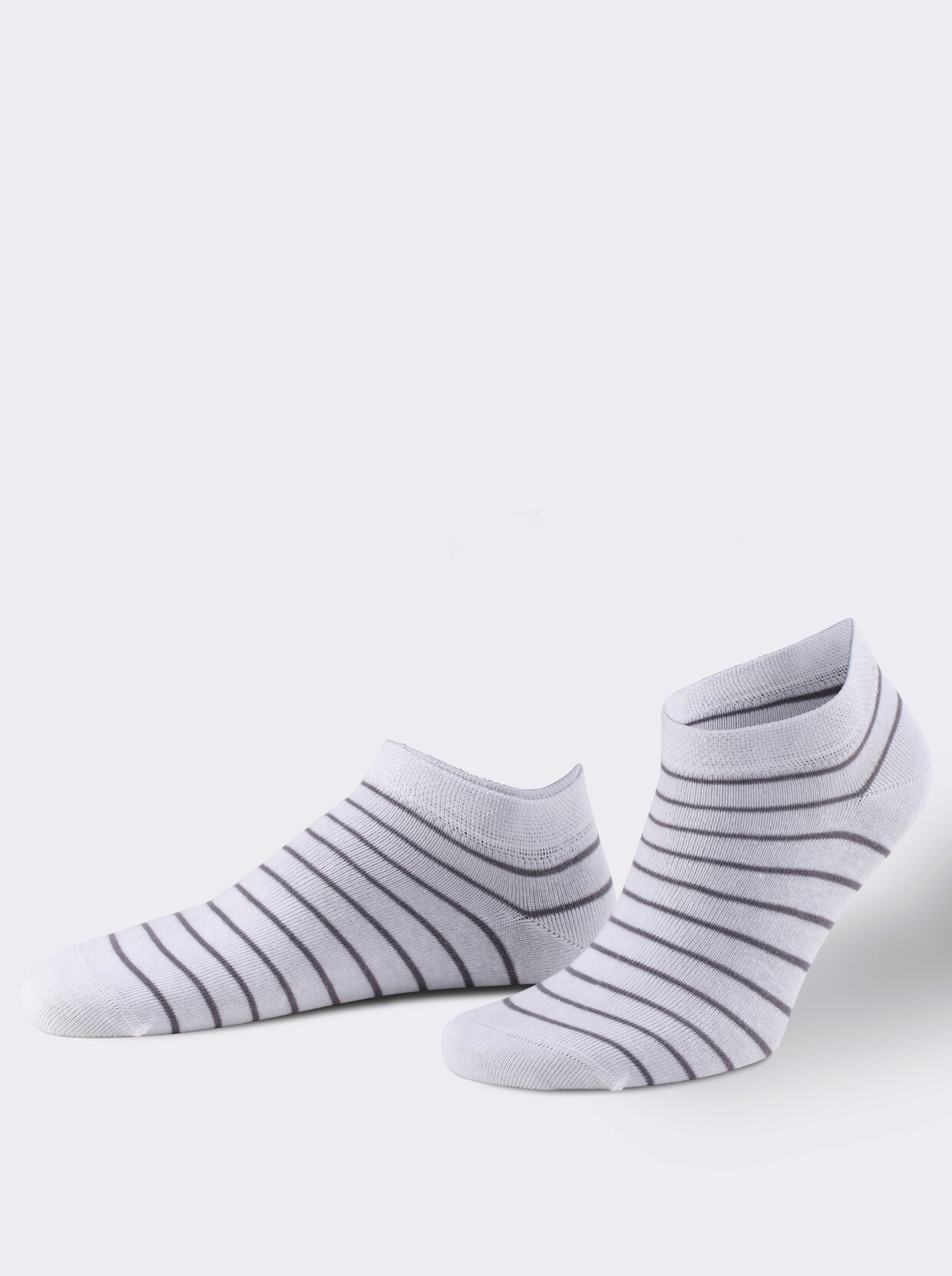 wäschepur Dámské nízké ponožky do tenisek - stříbrná-bílá-proužek