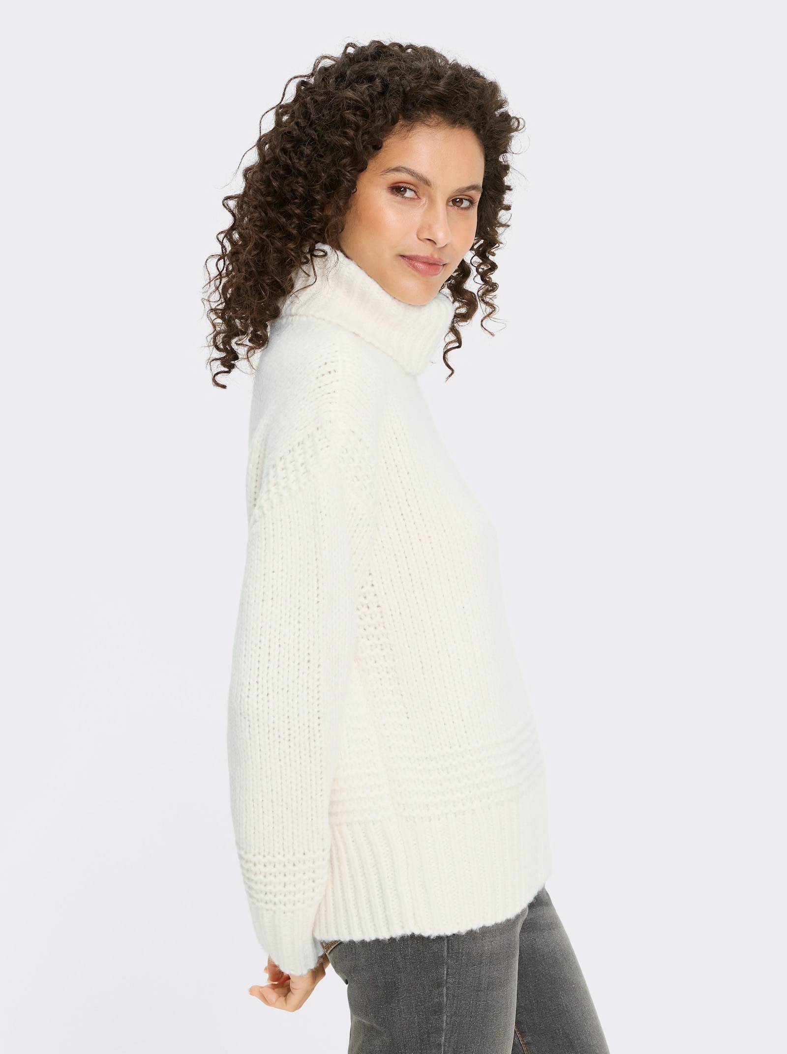 heine Rollkragenpullover mit Strukturstrick - ecru