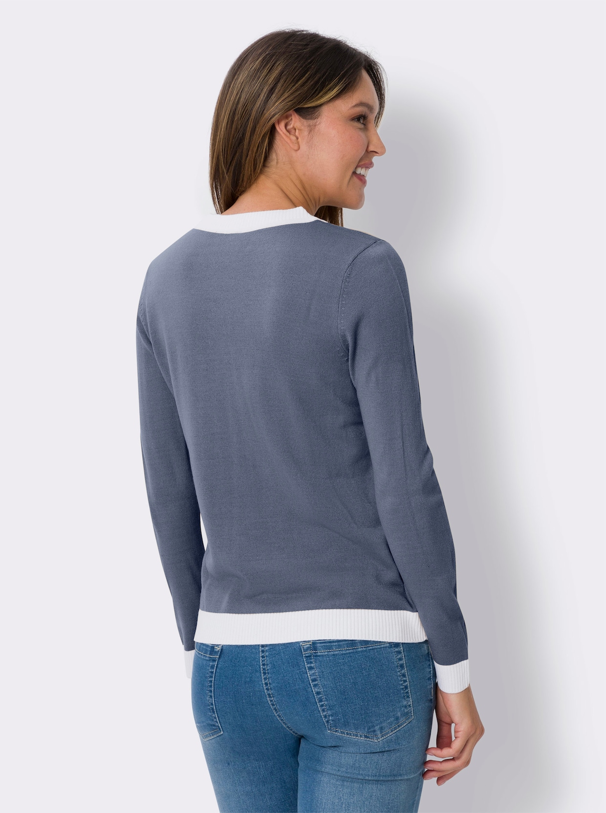 V-Pullover - taubenblau