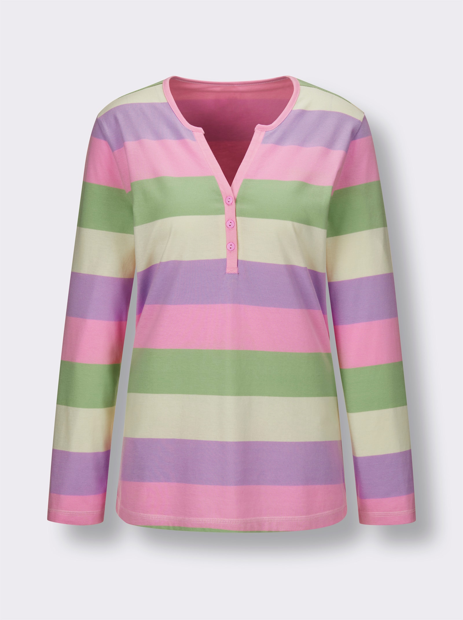 Comtessa Schlafanzug - hellrosé-reseda-gestreift